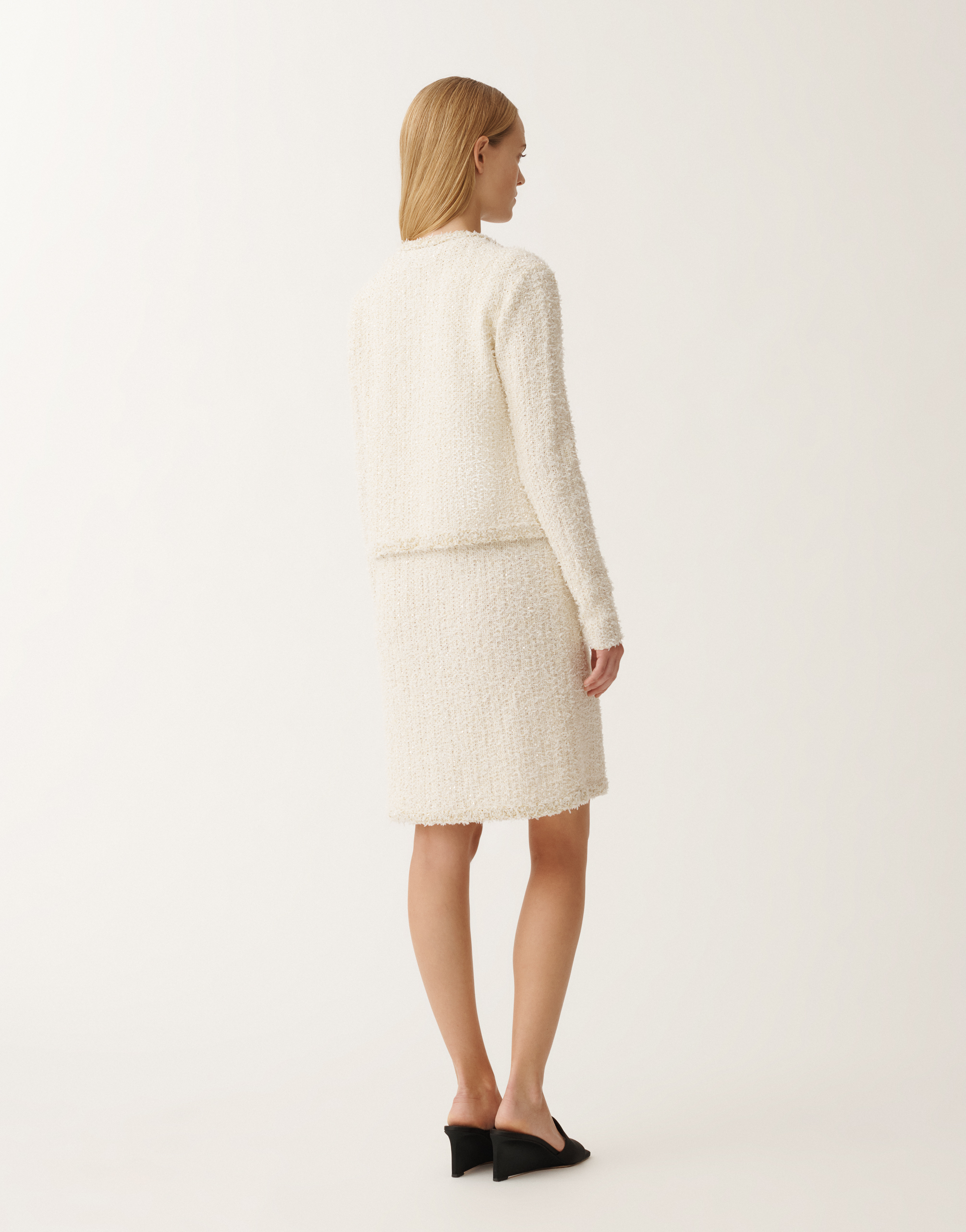 Fabiana Filippi Ivory Cotton Cardigan With Sequins And Lurex Details In White