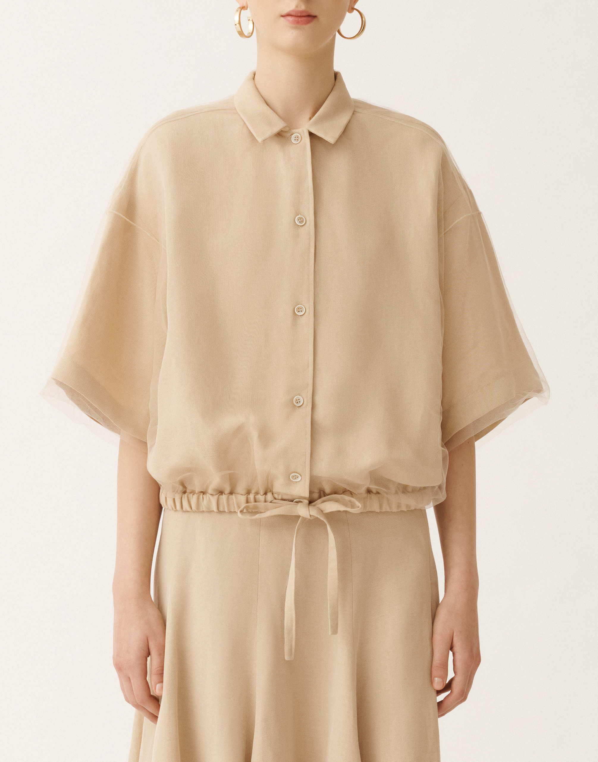 Shop Fabiana Filippi Linen And Viscose Shirt In Sand