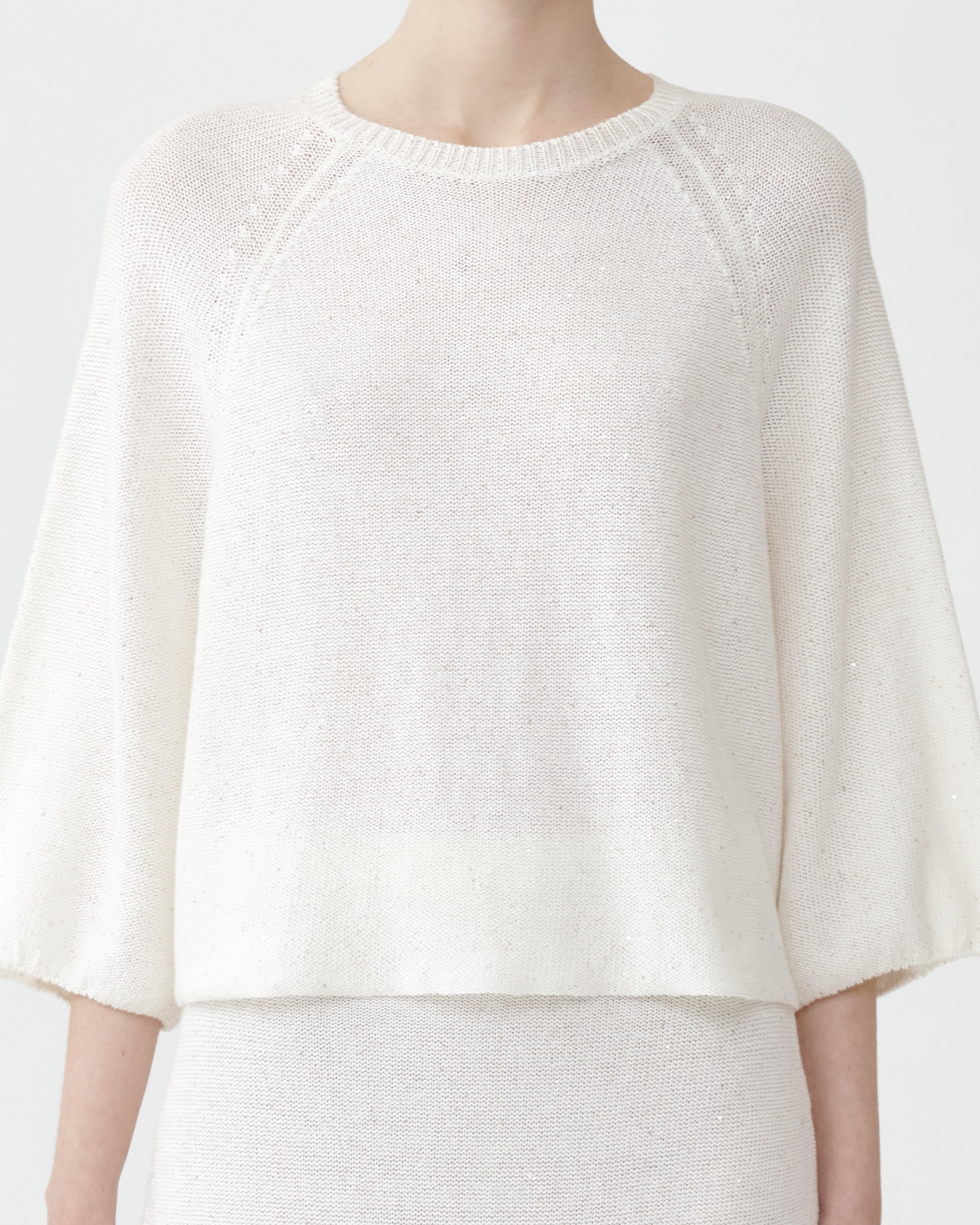 Shop Fabiana Filippi Sequin Cape Sweater In White