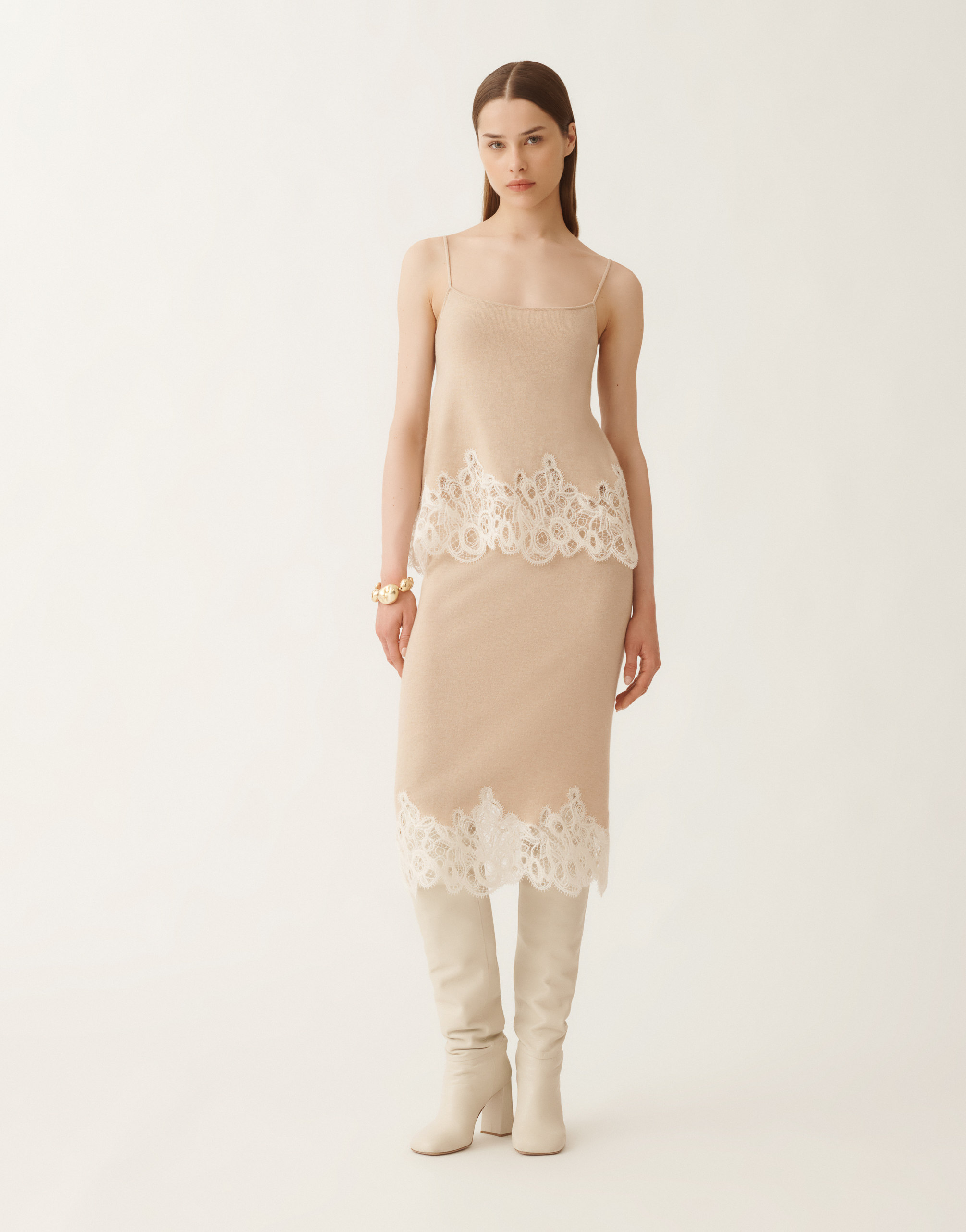 Fabiana Filippi Platinum Lingerie Top With Macramé Lace