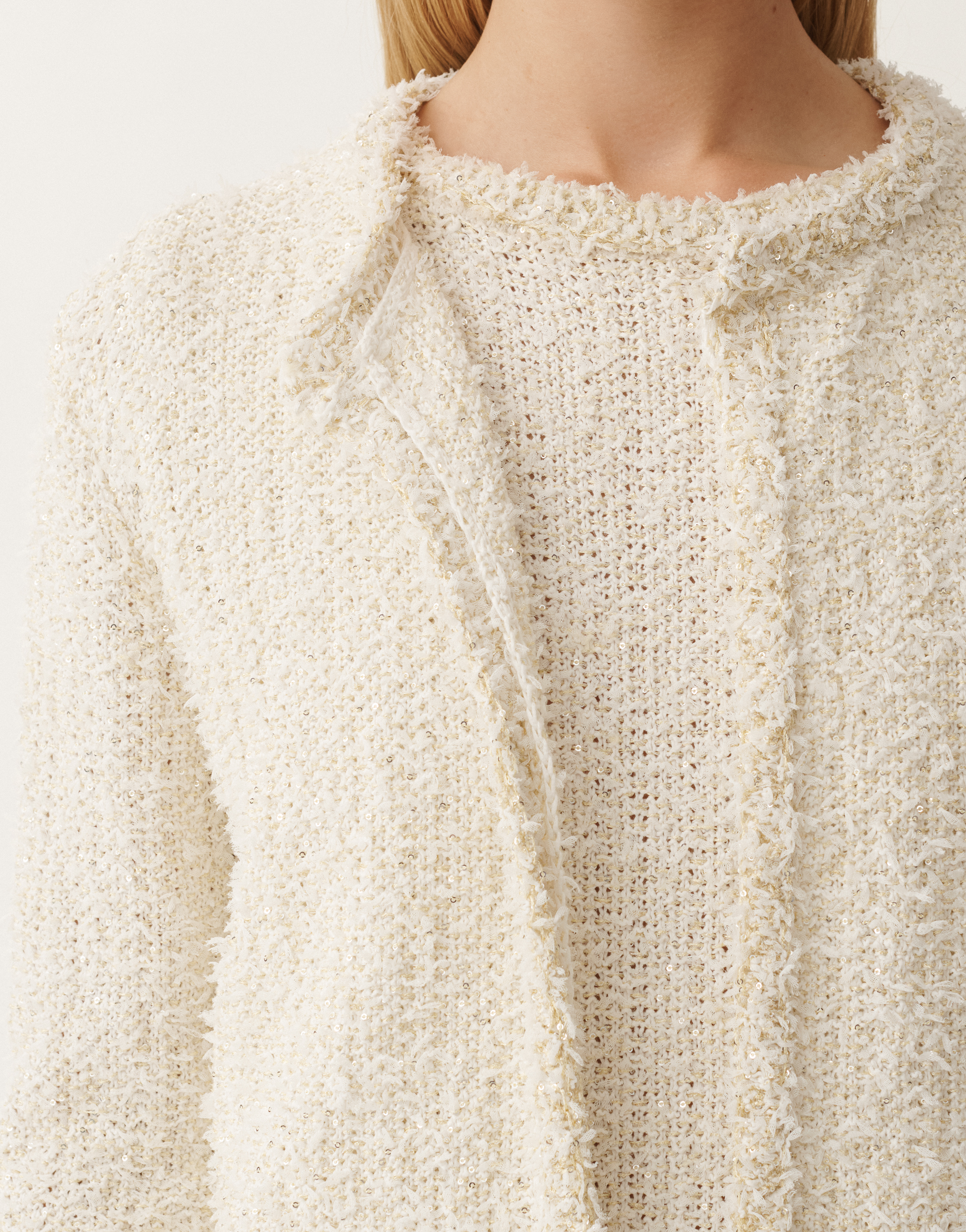 Fabiana Filippi Ivory Cotton Cardigan With Sequins And Lurex Details In White