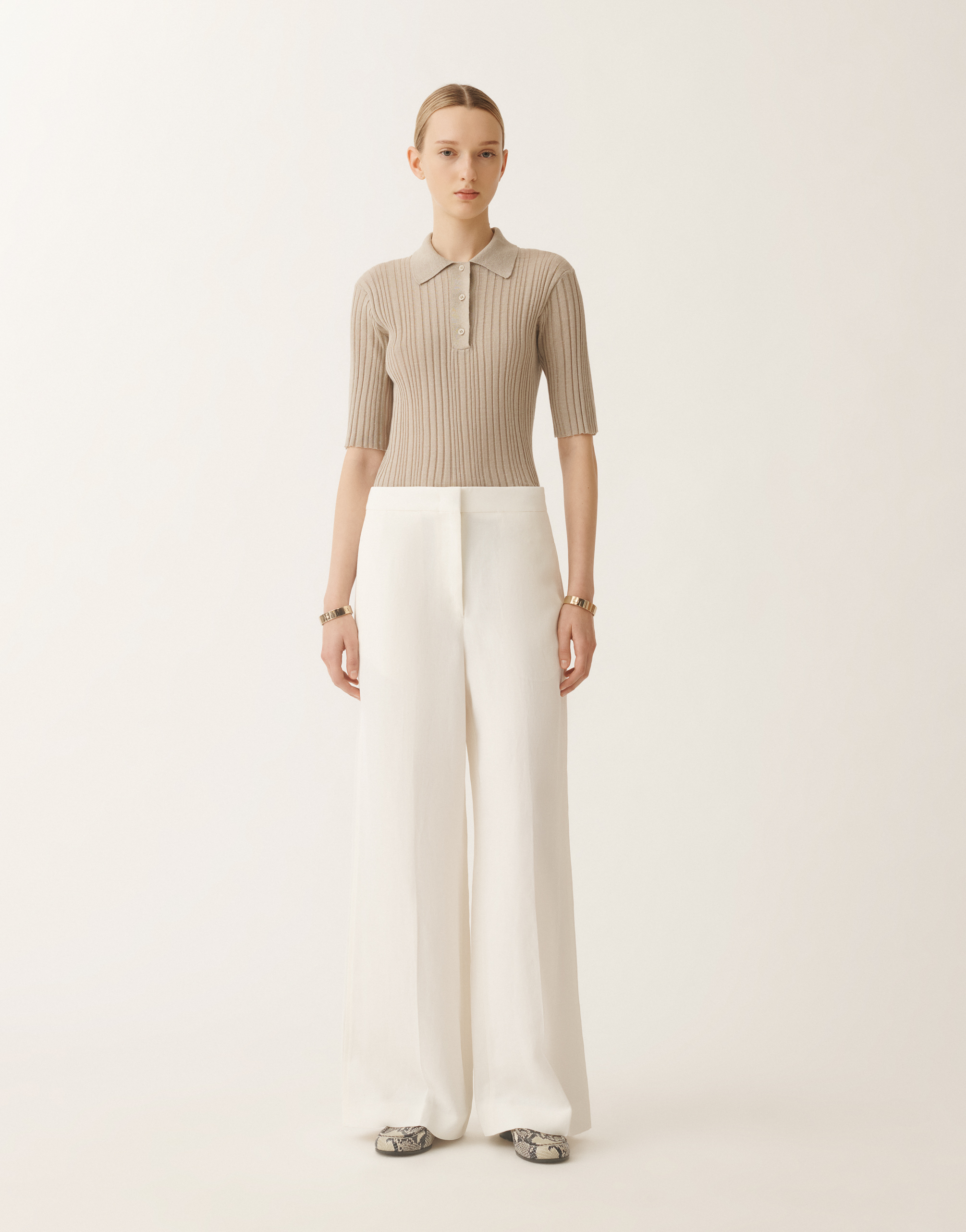 Shop Fabiana Filippi Linen And Viscose Trousers In White