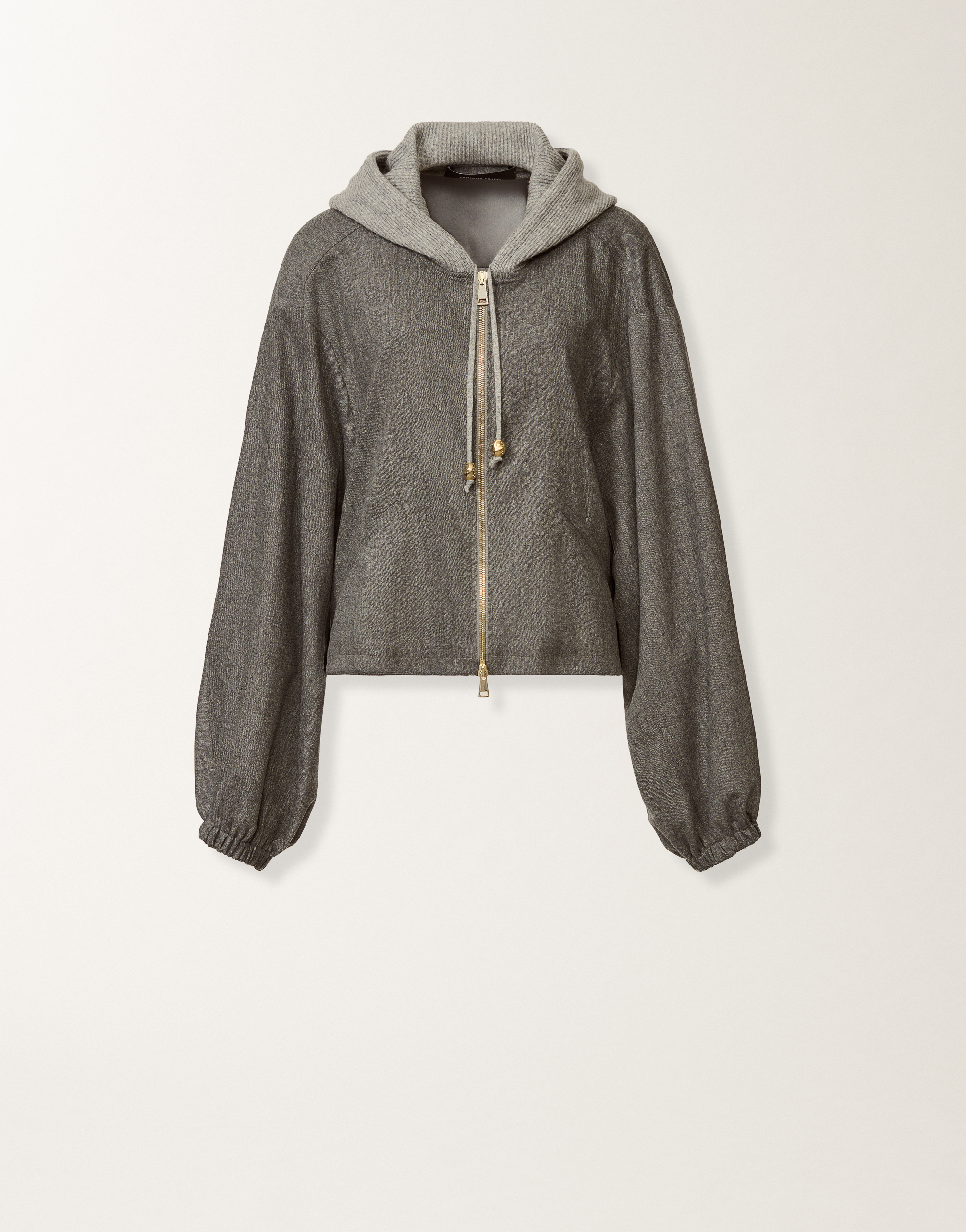 Fabiana Filippi Hooded Balloon-sleeve Jacket In Gray