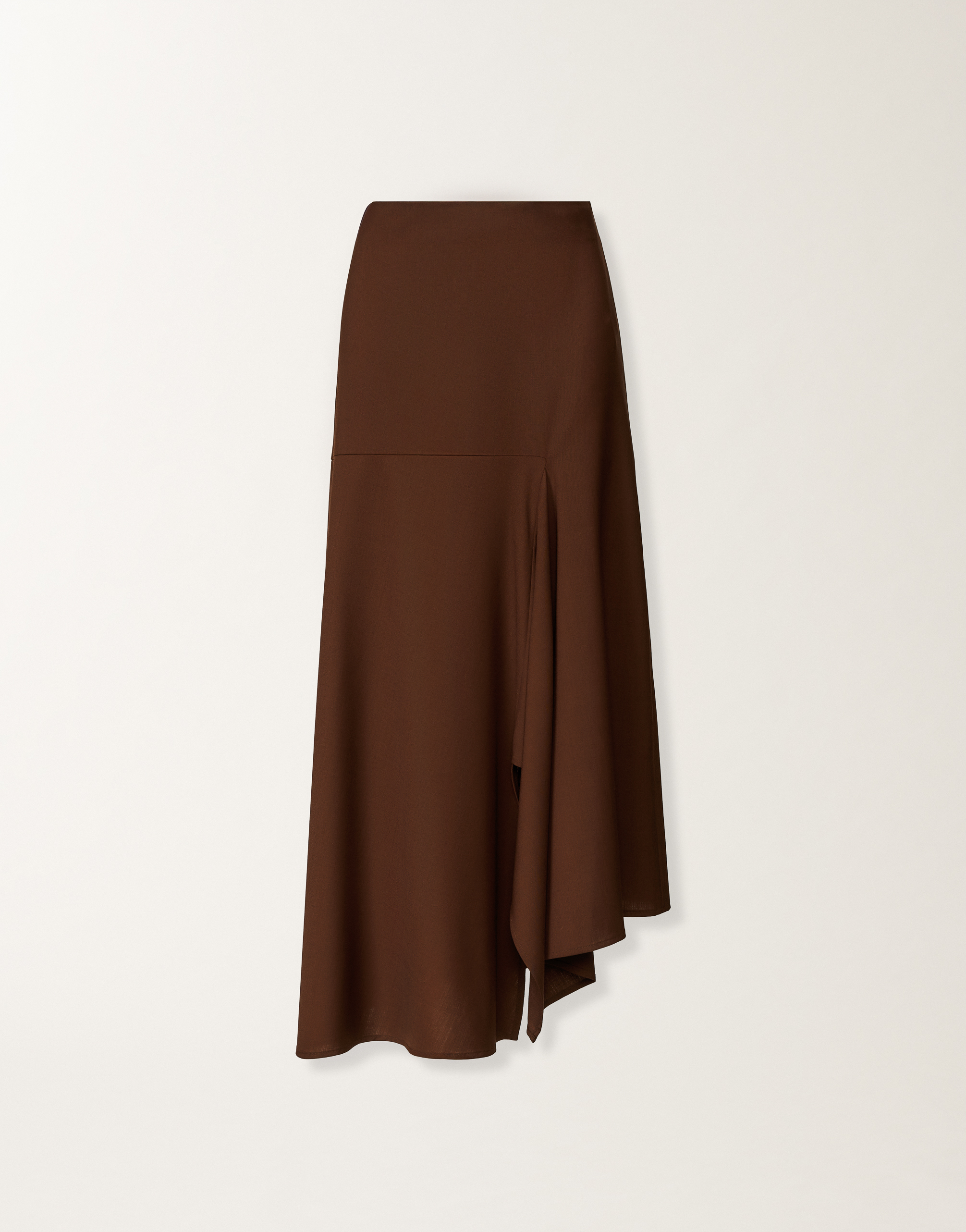 Fabiana Filippi Wool-blend Asymmetric Maxi Skirt In Brown