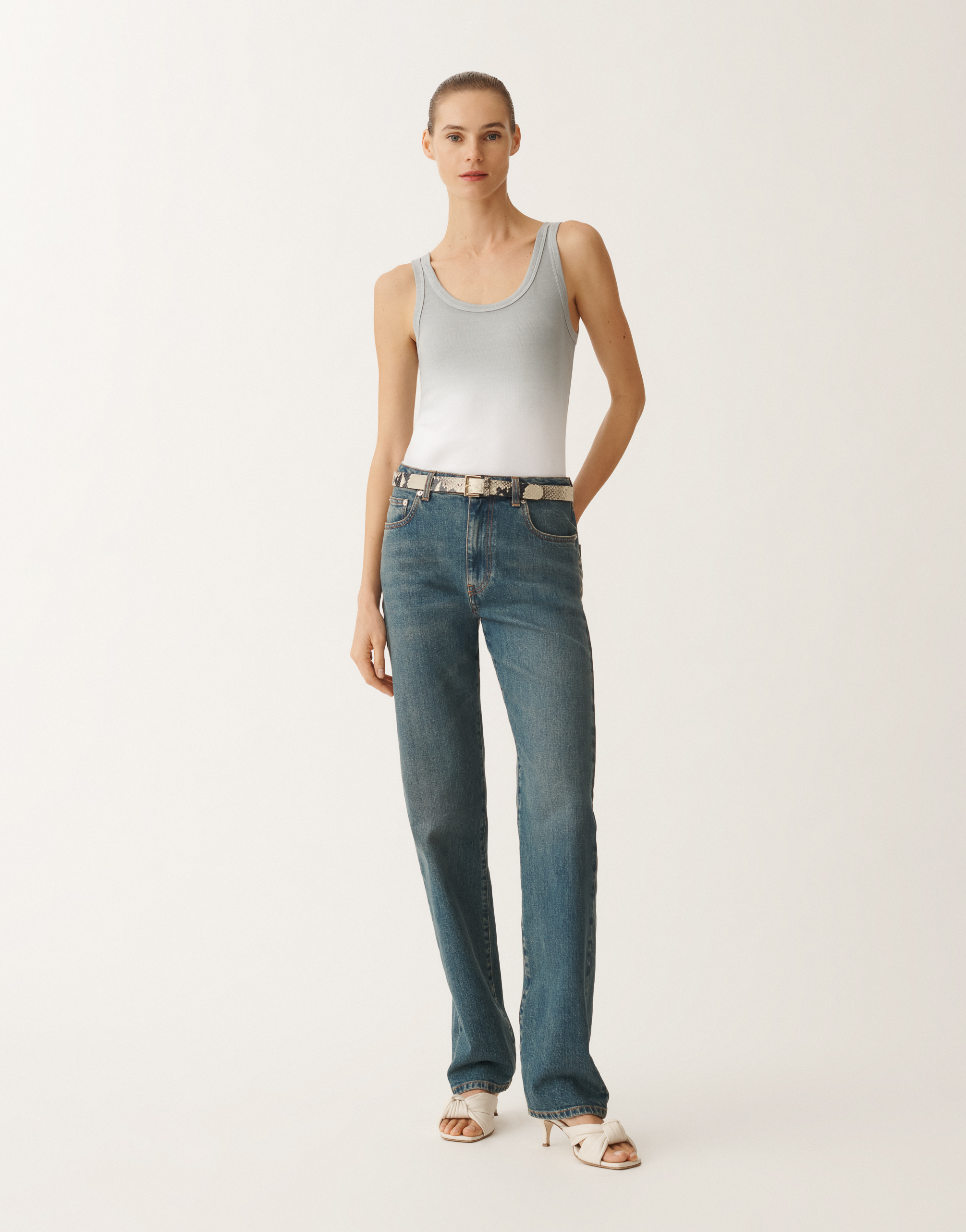 Fabiana Filippi Gradient-print Jersey Tank Top In Grey