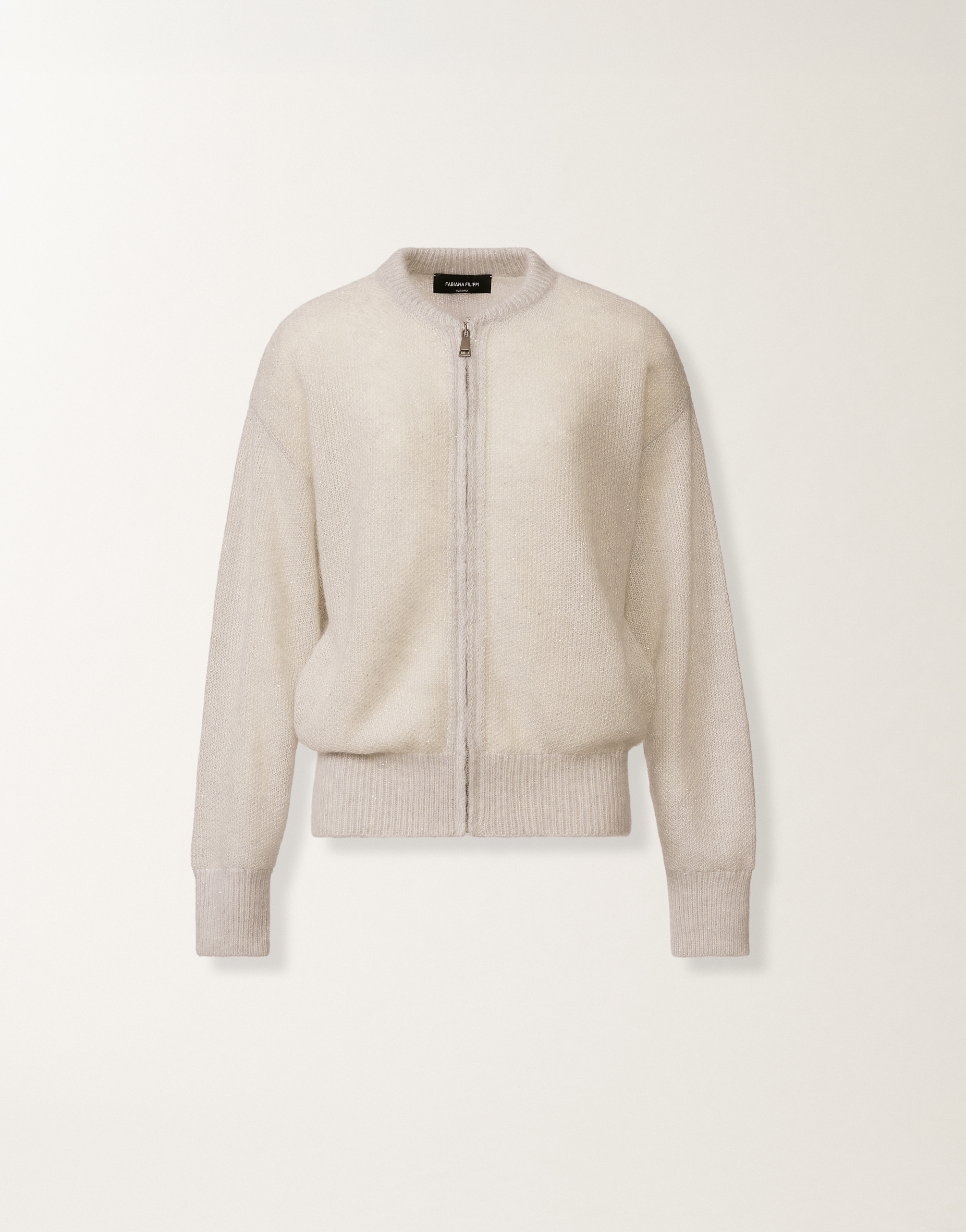 Fabiana Filippi Mohair Bomber With Sequins In Neutral