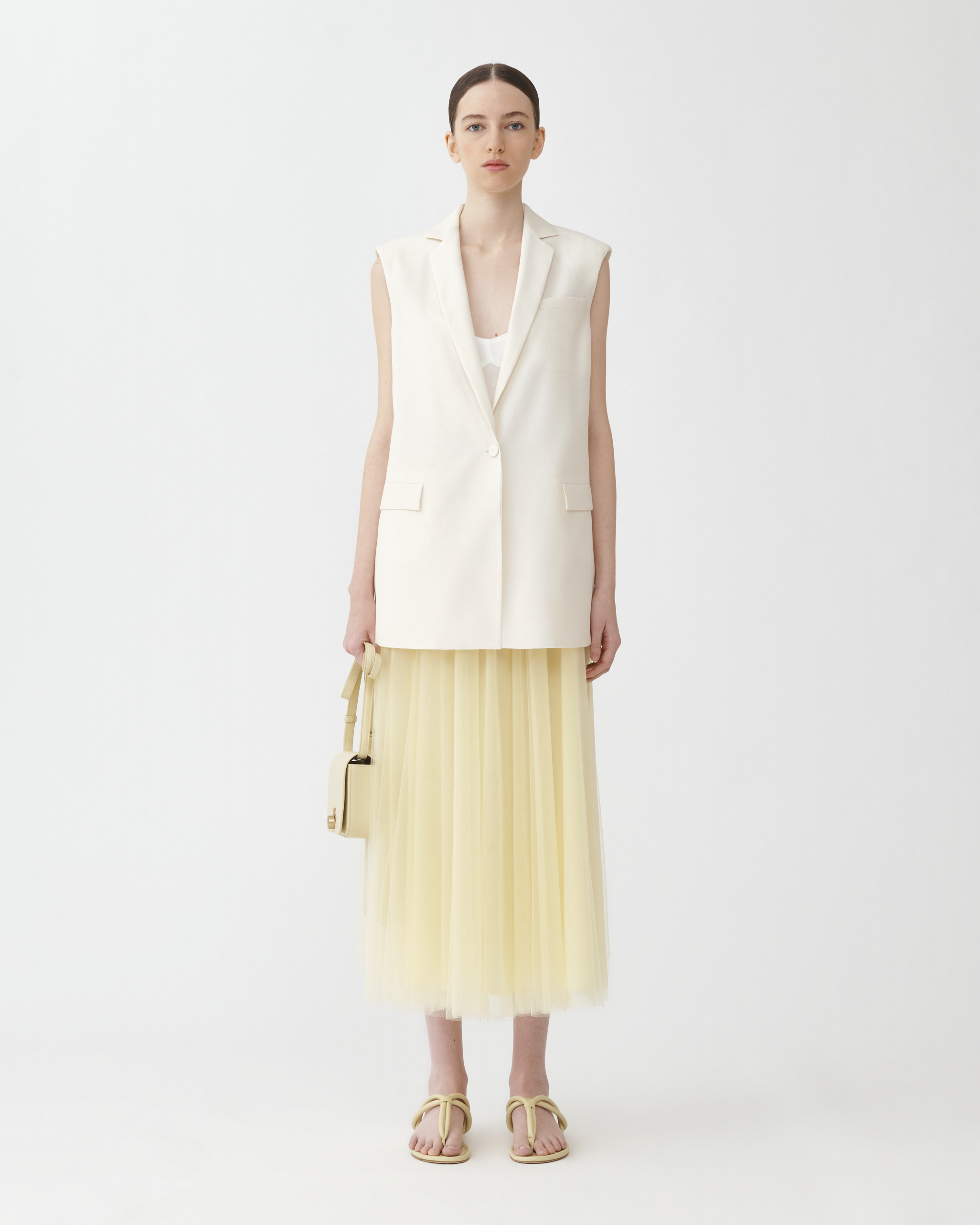 Shop Fabiana Filippi Wool Silk Vest In Butter