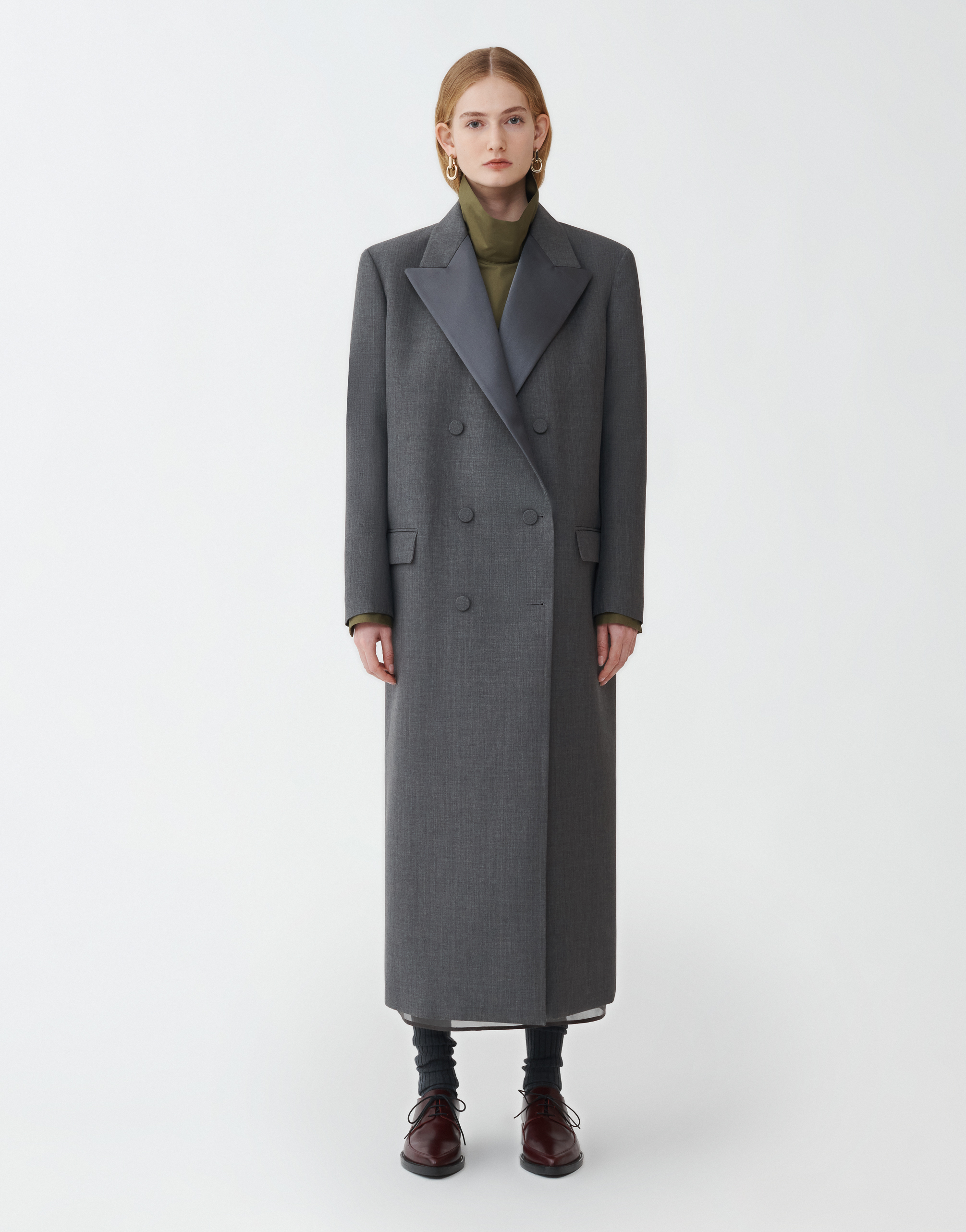 Shop Fabiana Filippi Double Wool And Silk Smoking Jacket In Grey
