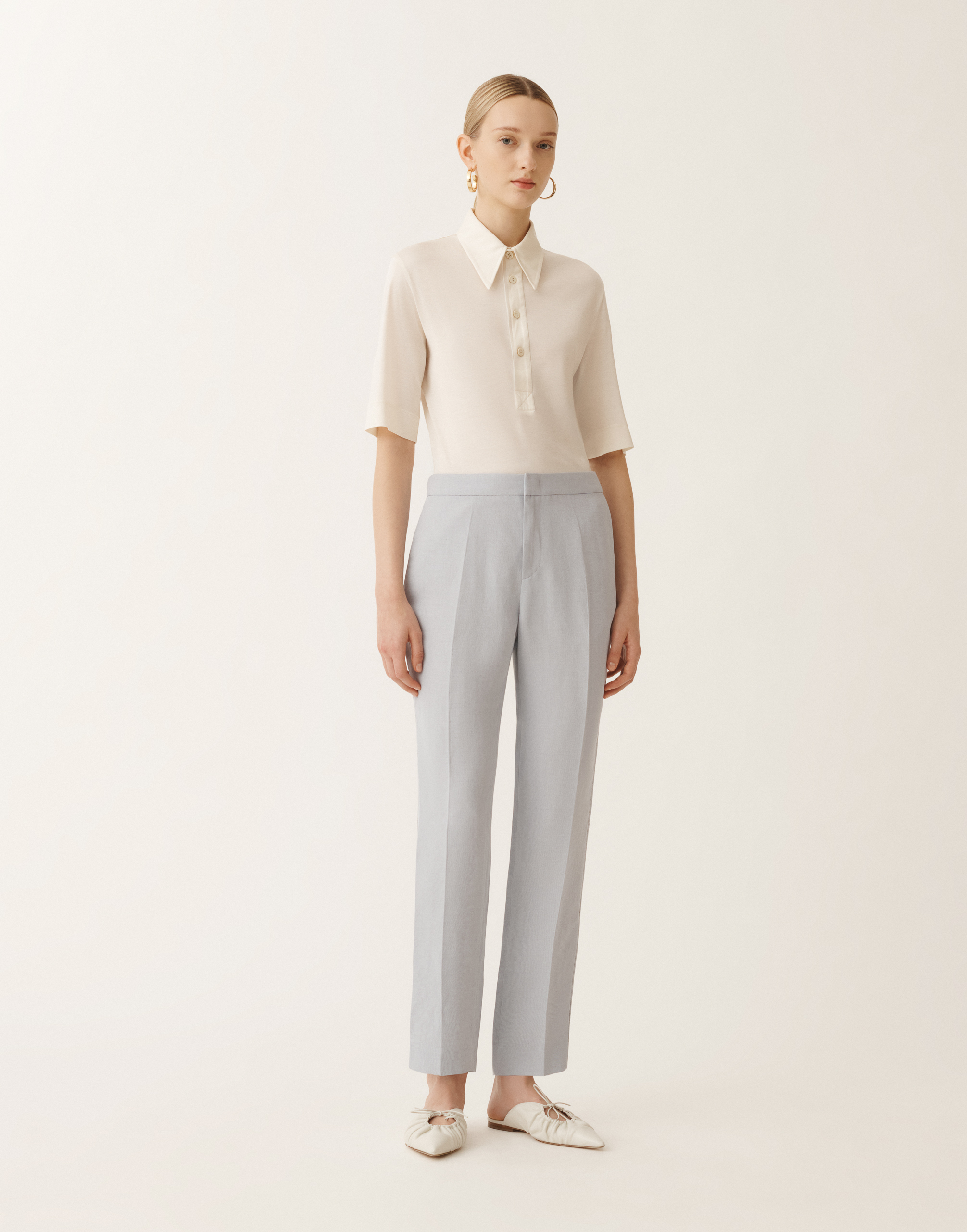 Shop Fabiana Filippi Montefalco Linen And Viscose Trousers In Lavender