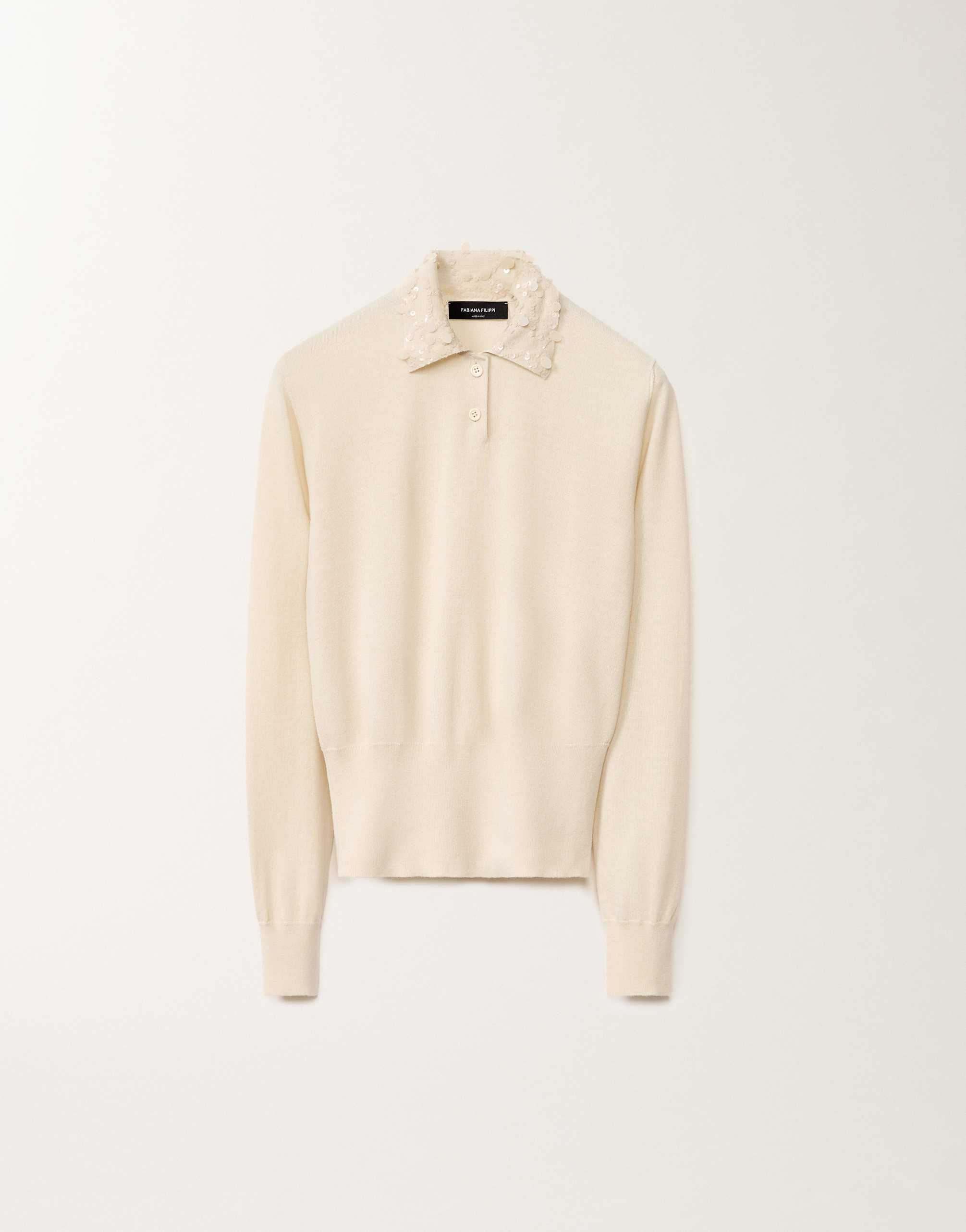 Shop Fabiana Filippi Wool And Cotton Polo In White