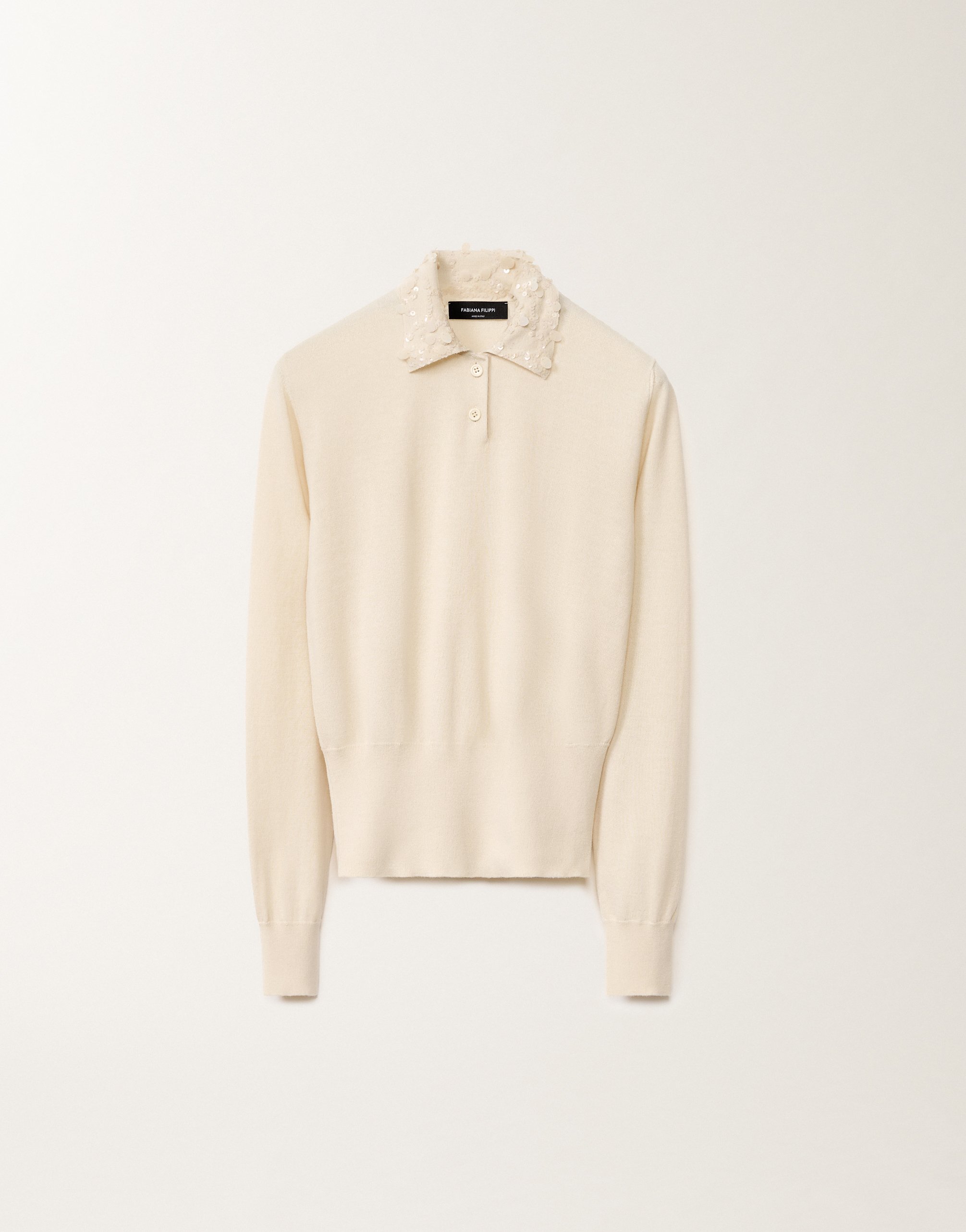 Shop Fabiana Filippi Wool And Cotton Polo In White