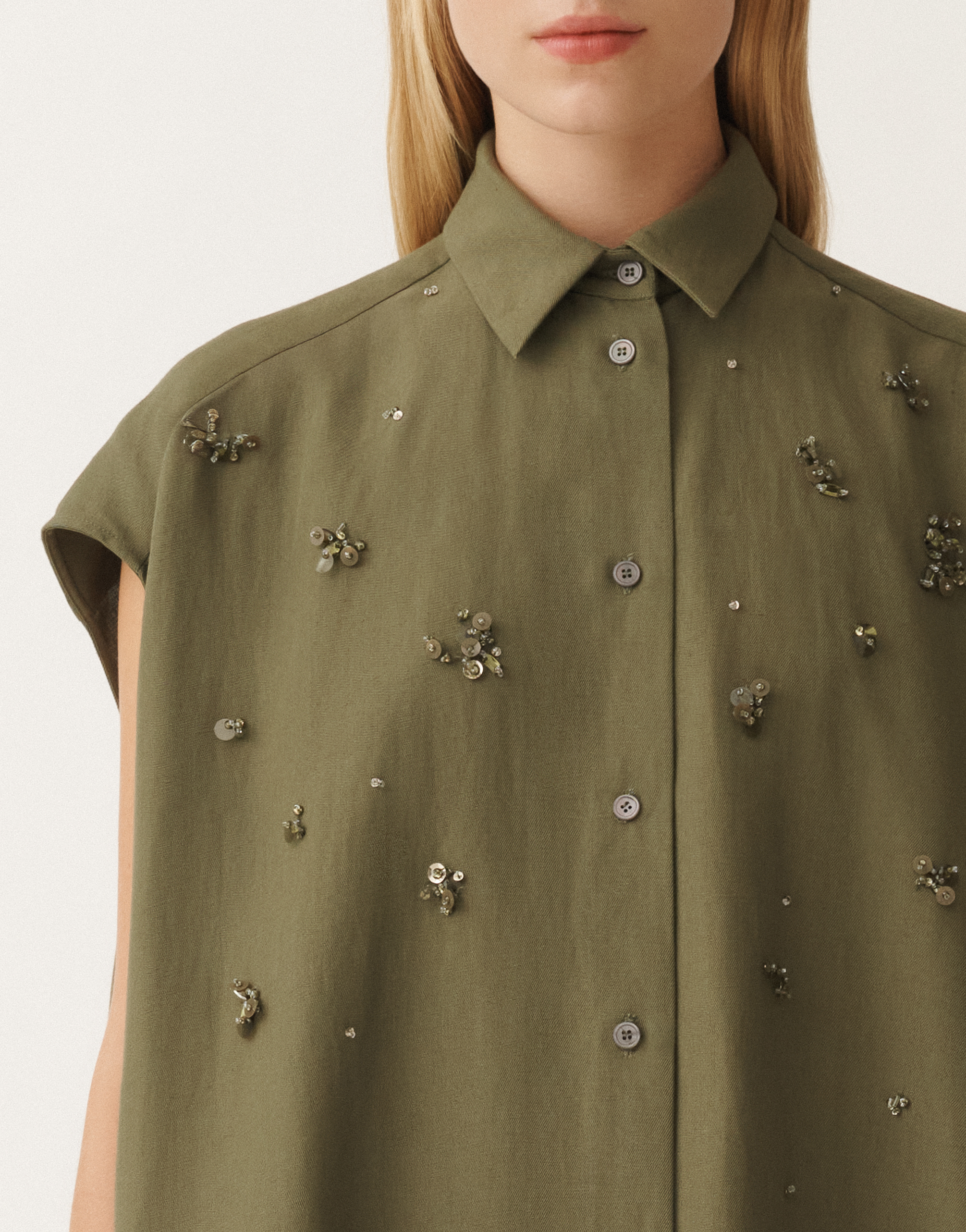 Fabiana Filippi Linen And Viscose Shirt Dress In Green