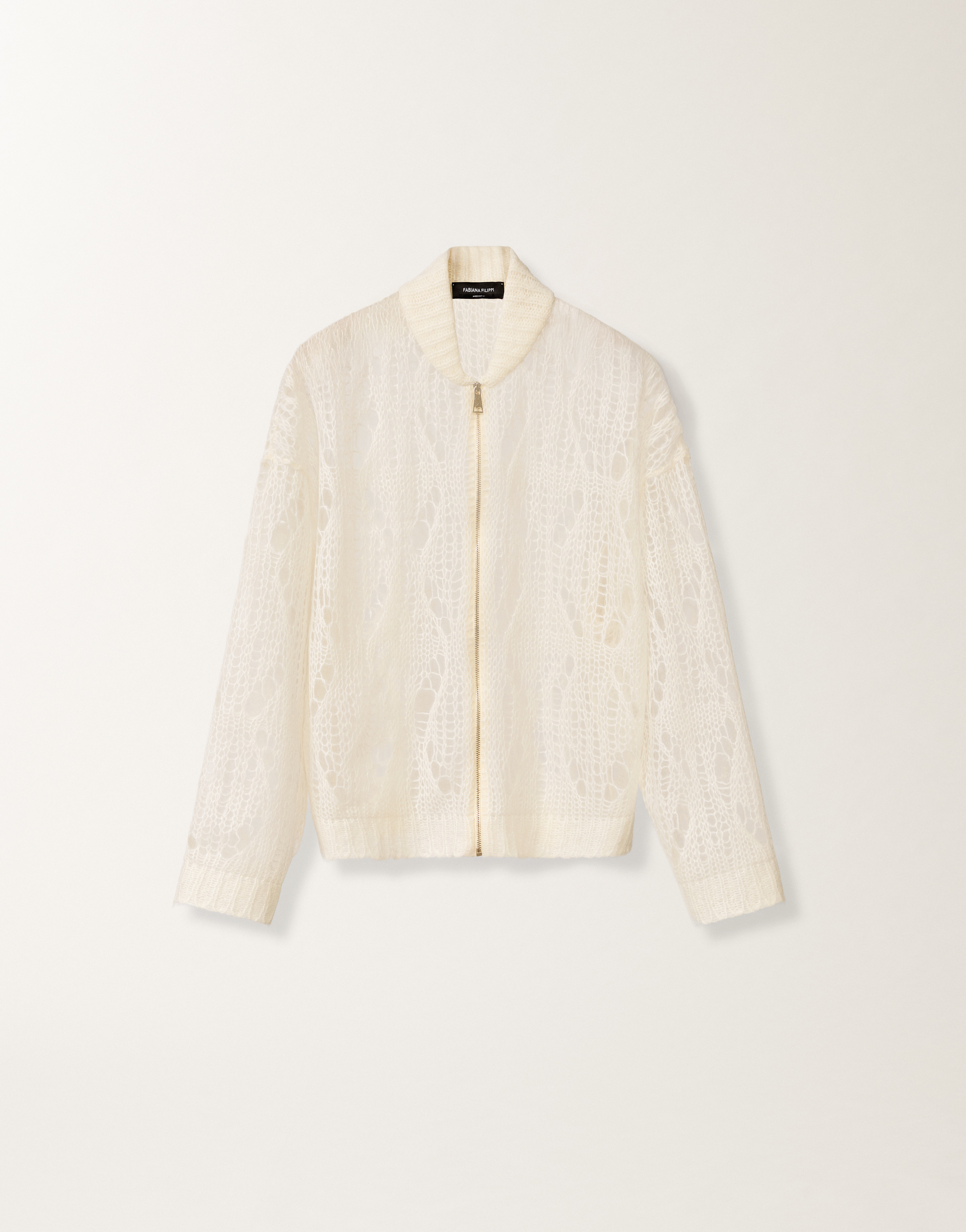 Fabiana Filippi Mohair Bomber Jacket With Coating In White