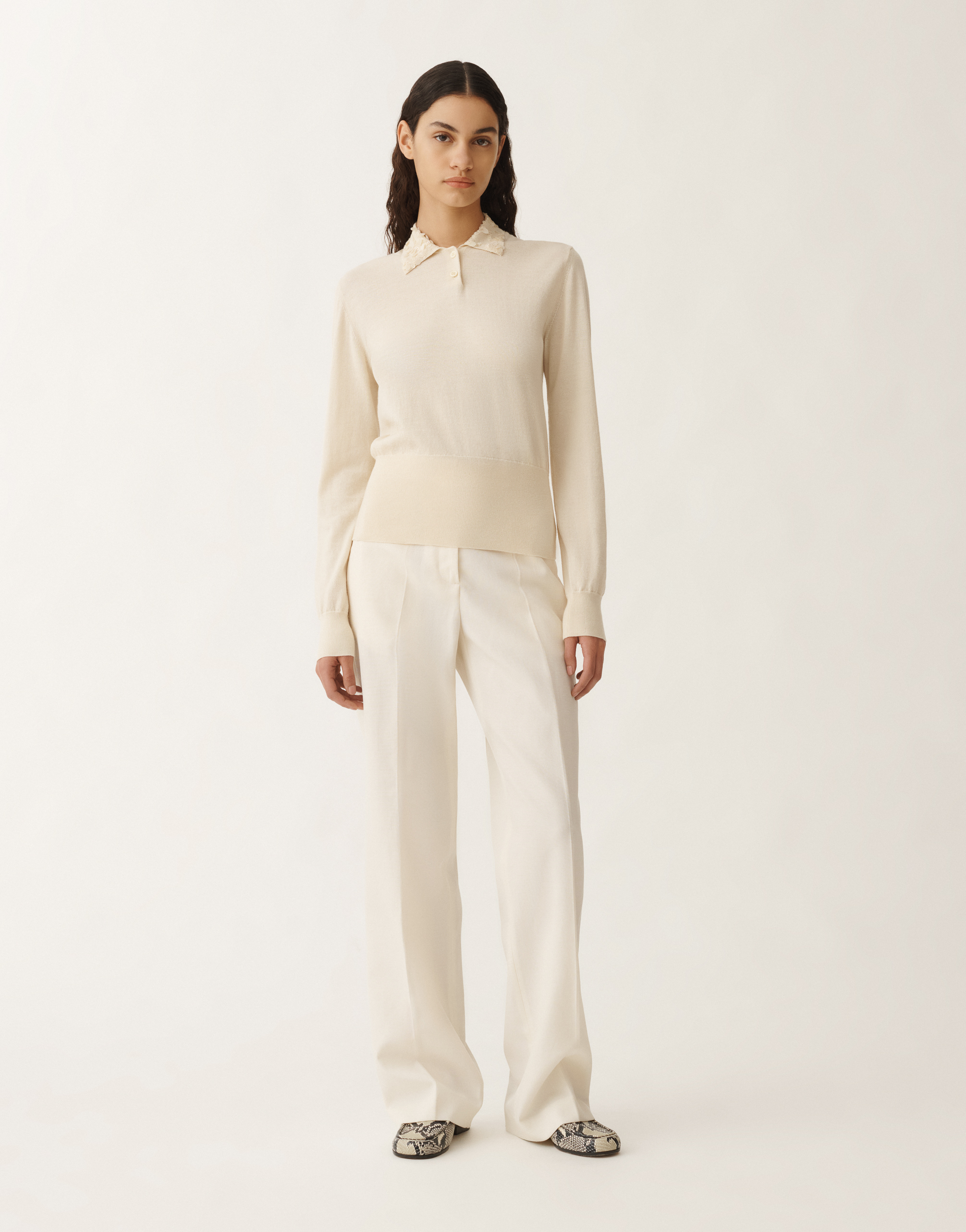 Shop Fabiana Filippi Wool And Cotton Polo In White