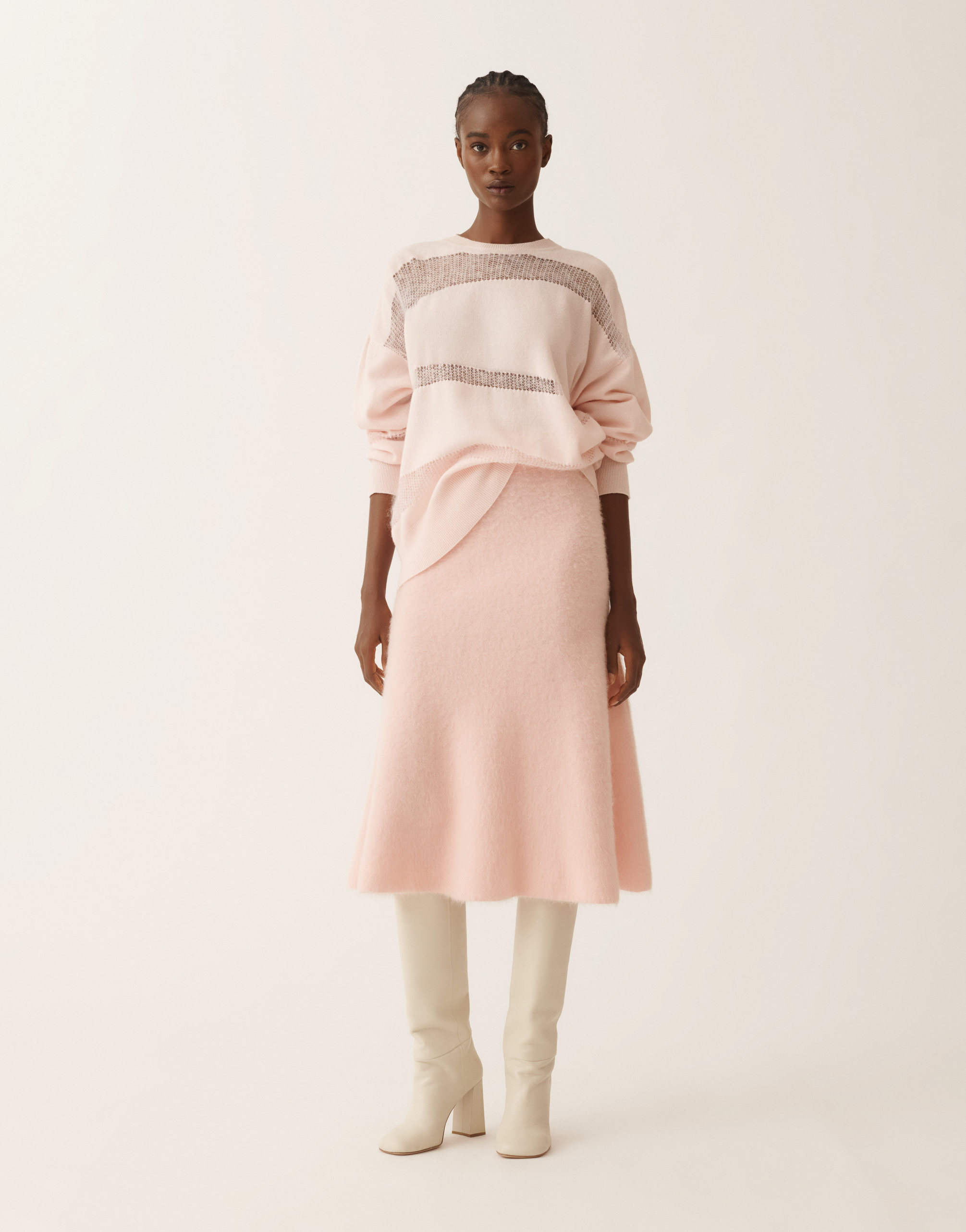 Fabiana Filippi Sweater In Platinum And Mohair In Pink