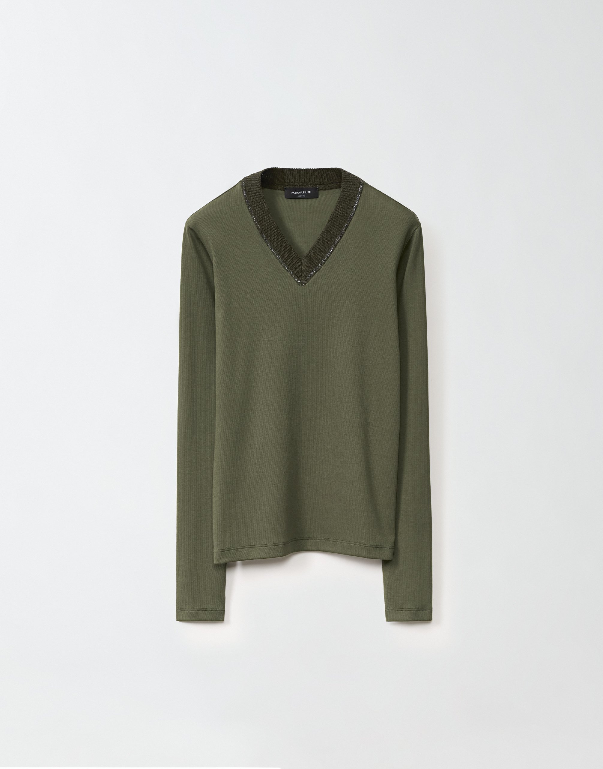 Tシャツ・カットソー FABIANA FILIPPI Women Tops JED275F151L454 VR6 Grey Fabiana Filippi Three-quarter Sleeves Silk Blend T-Shirt