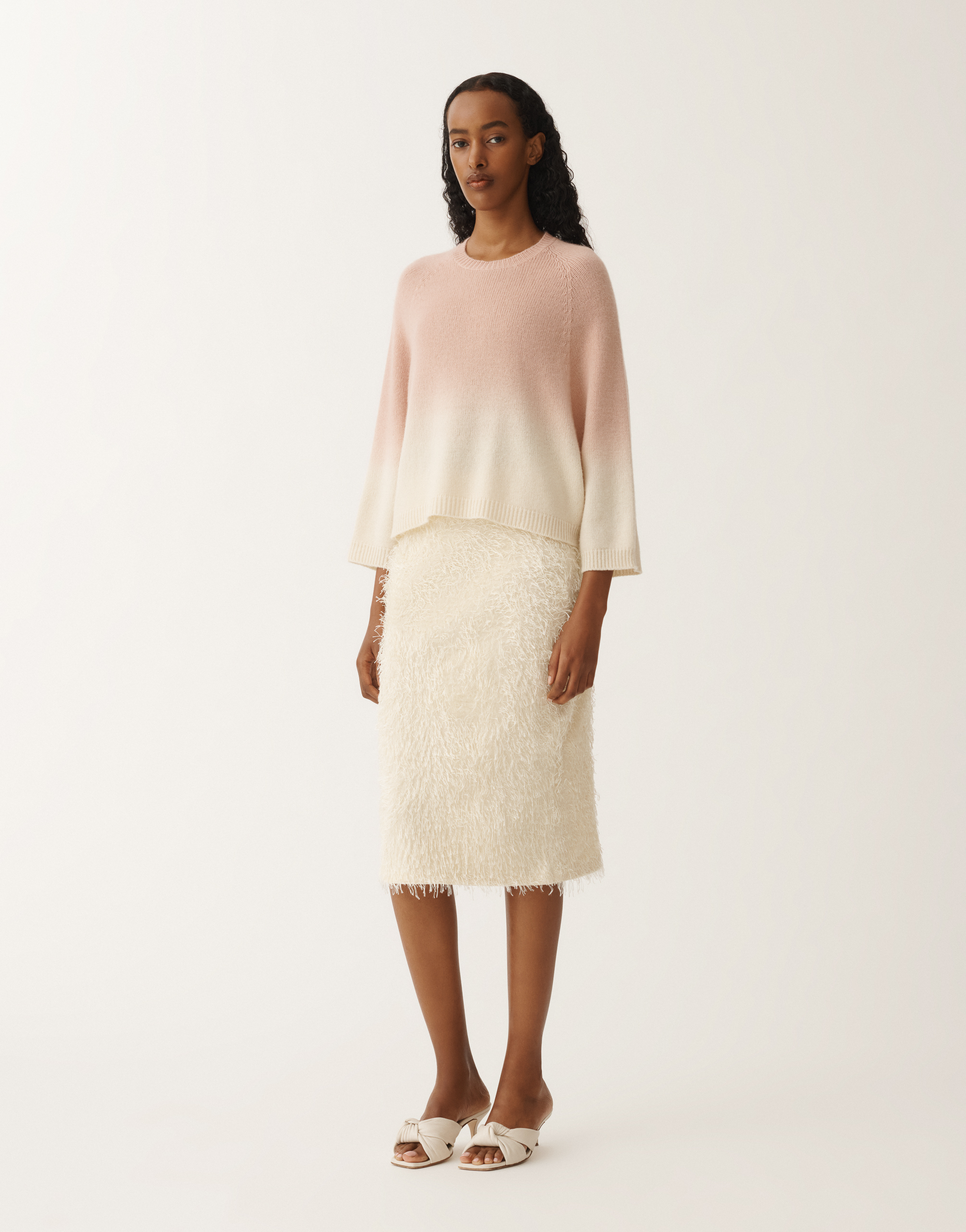 Fabiana Filippi Faded Platinum Gauzed Short Sleeve Cape In Pink In Pink
