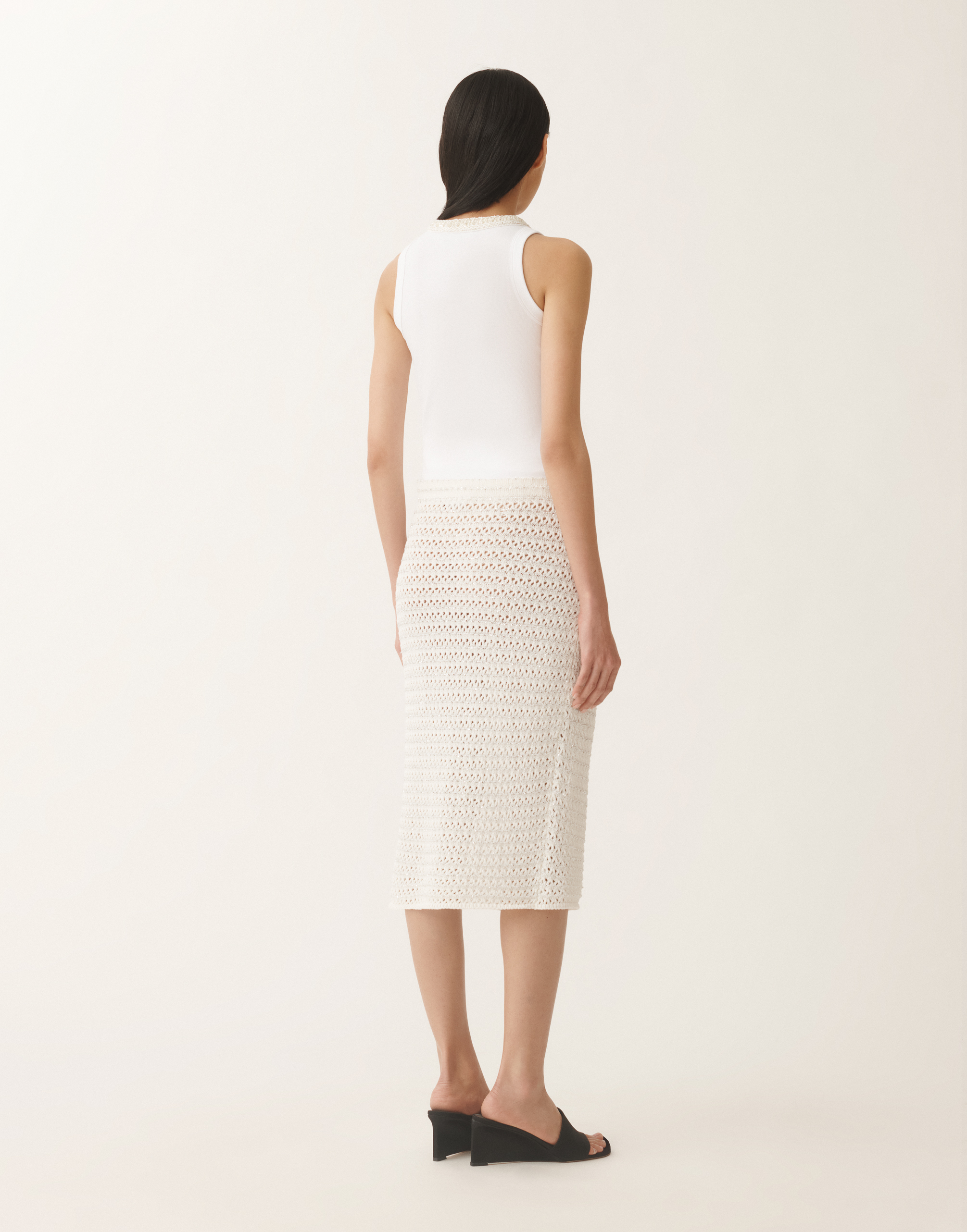 Shop Fabiana Filippi Cotton Skirt With Sequins In White