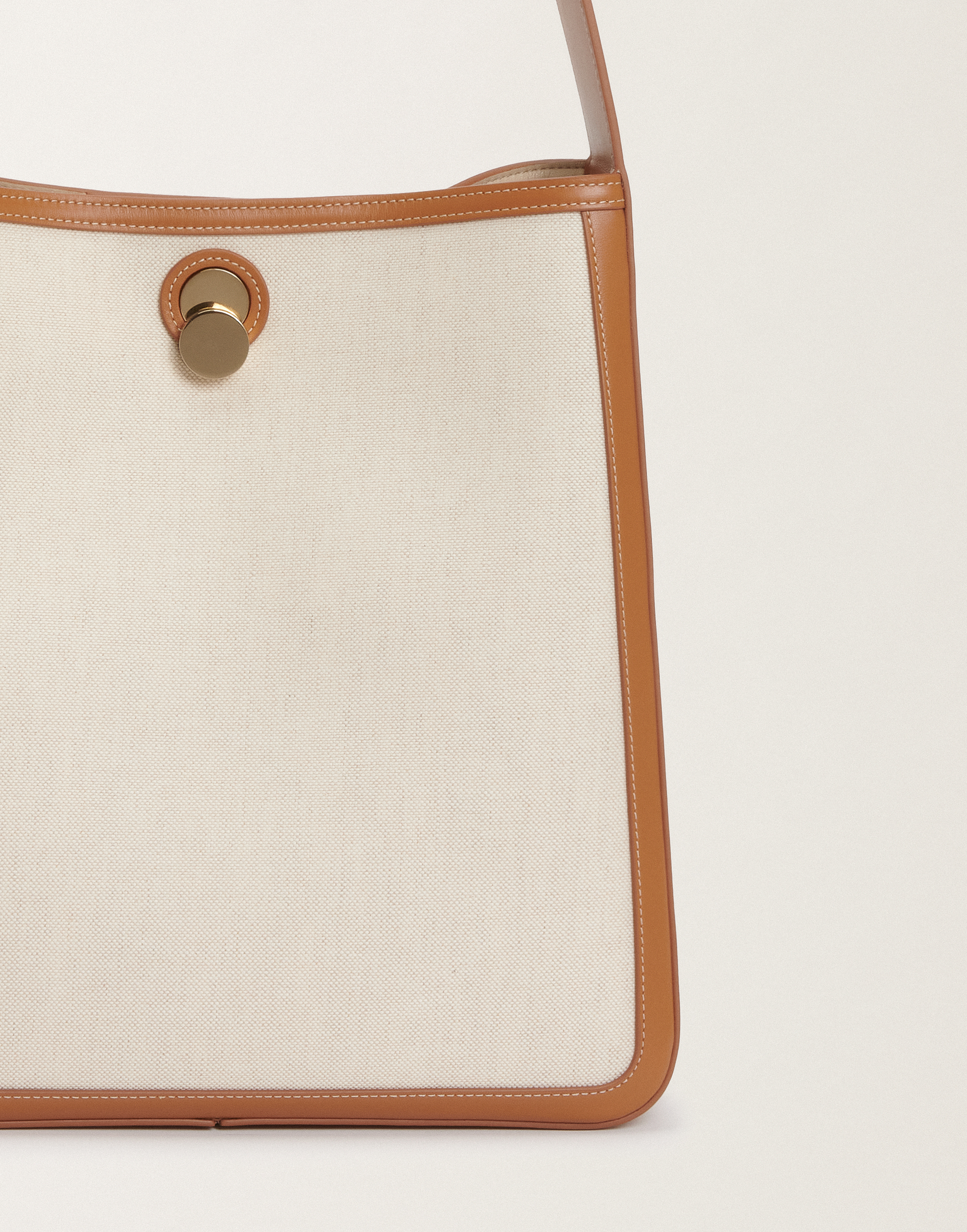 FABIANA FILIPPI CANVAS ECLISSI HOBO BAG WITH LEATHER TRIM 