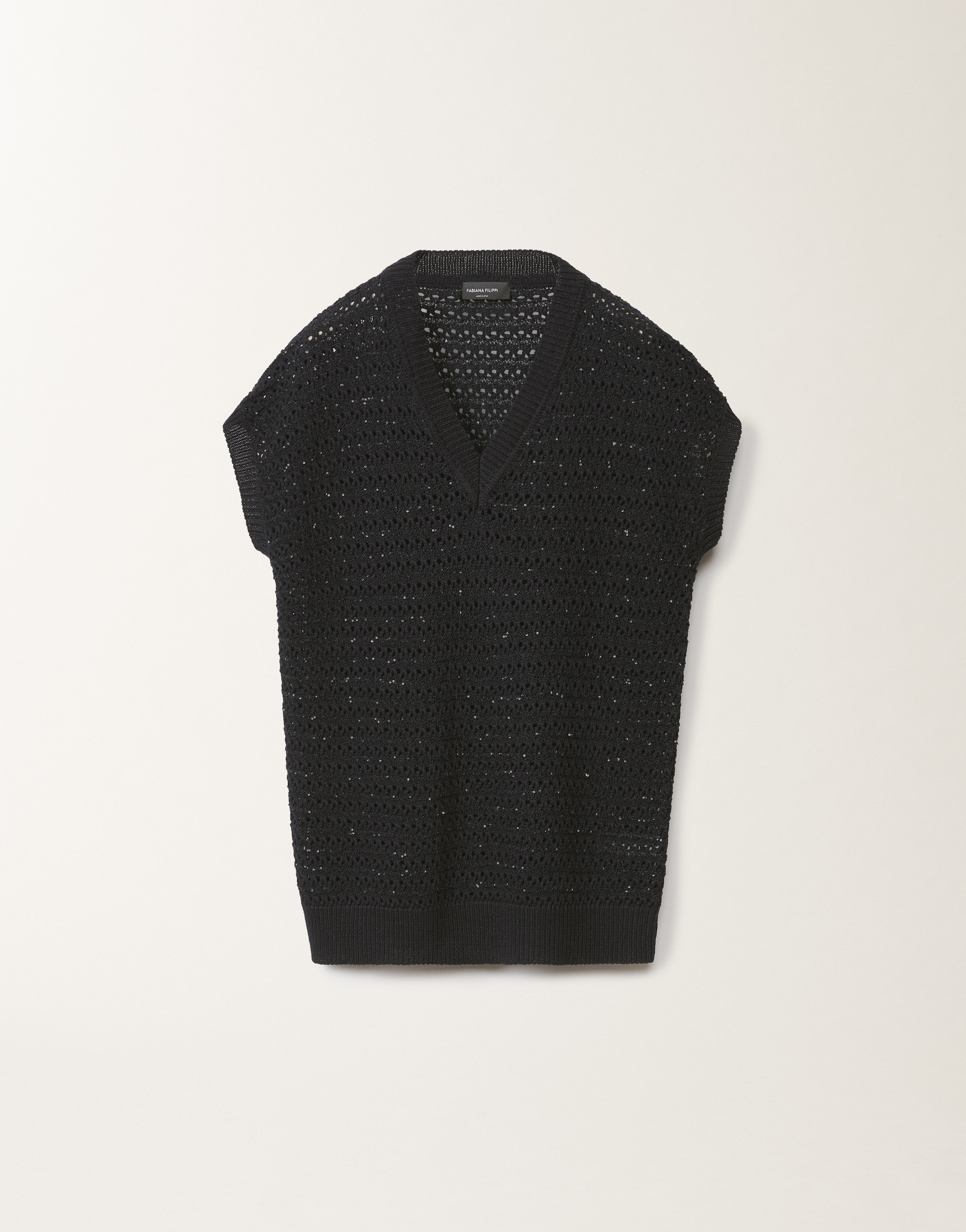 Fabiana Filippi Cotton Sweater With Sequins In Blue
