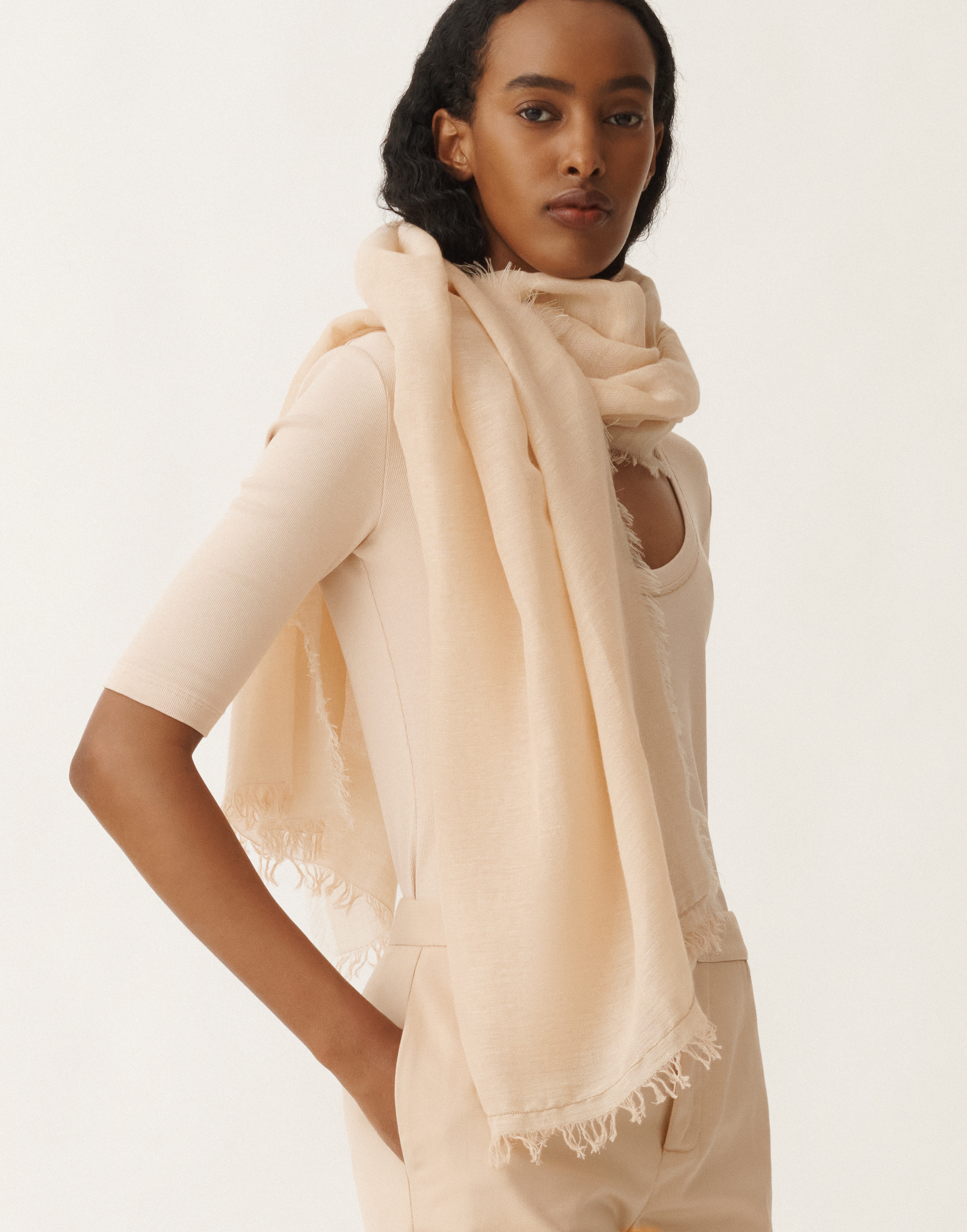 Fabiana Filippi Fringed Scarf In Sand