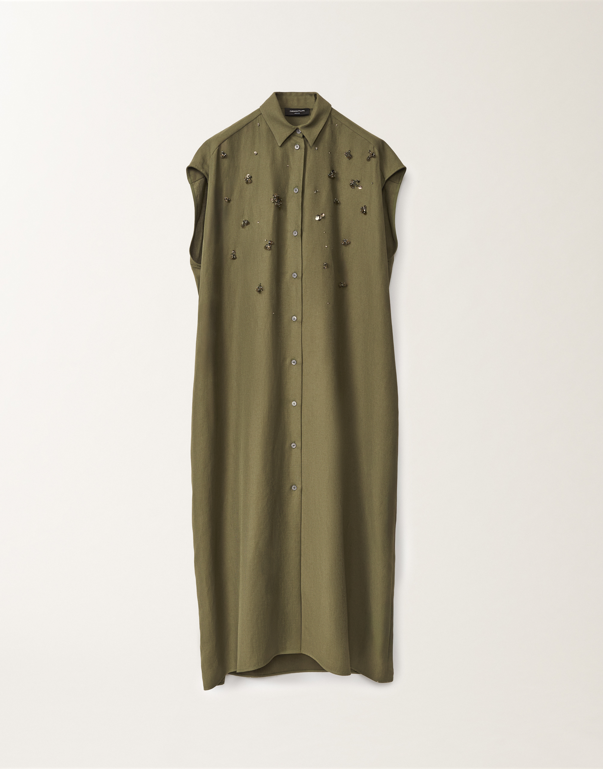 Fabiana Filippi Linen And Viscose Shirt Dress In Green