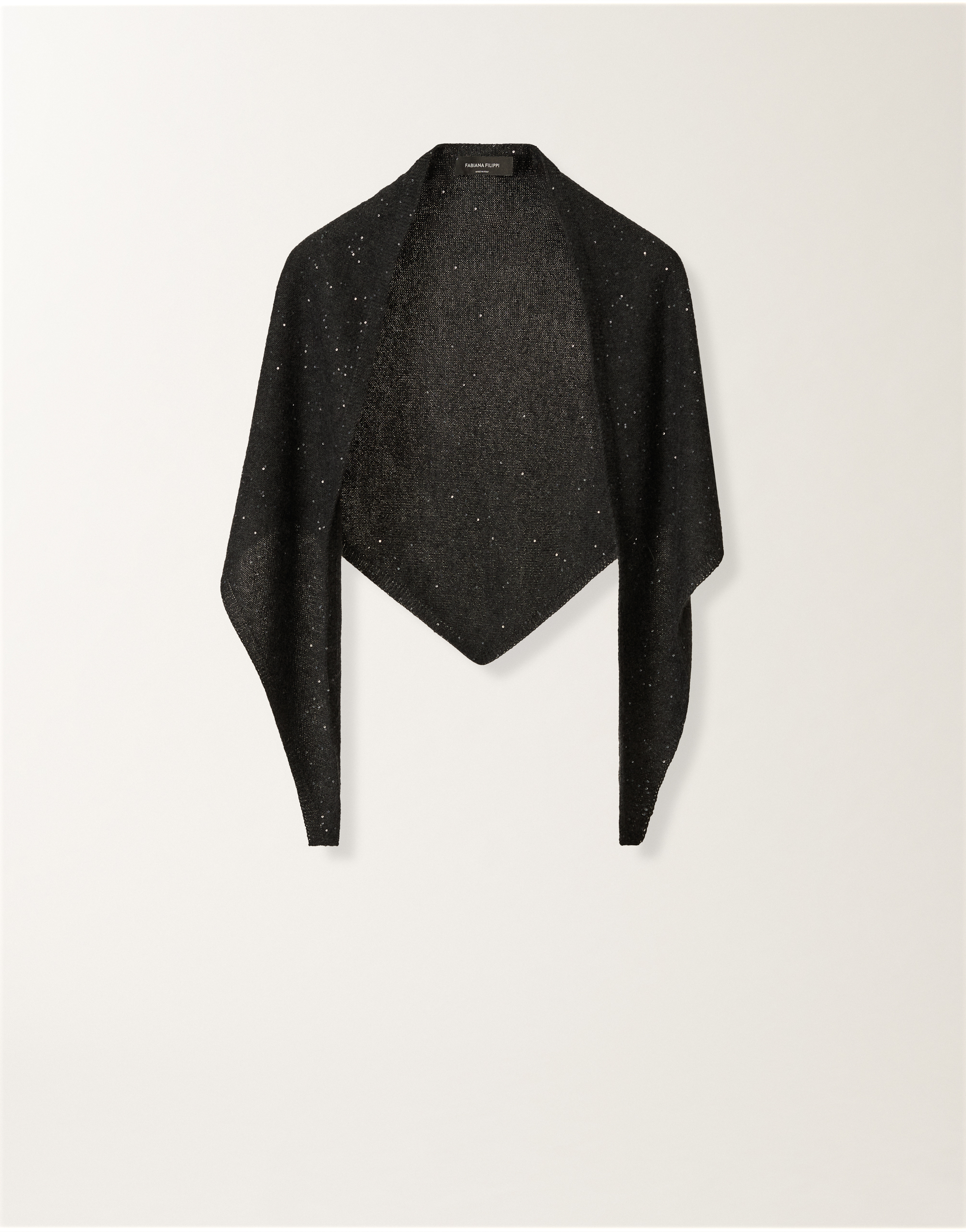 Fabiana Filippi Wool And Silk Foulard With Sequins In Gray