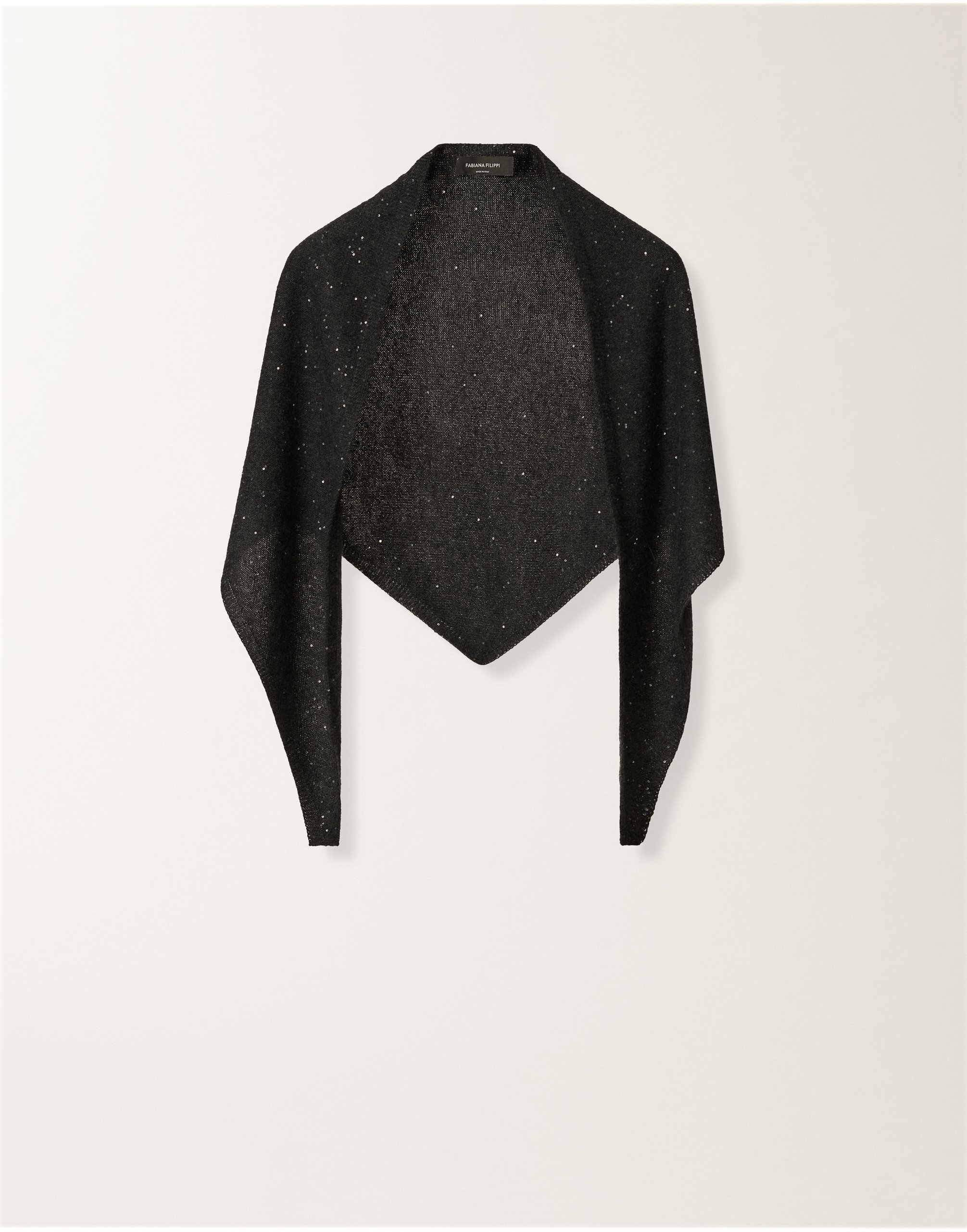 Fabiana Filippi Wool And Silk Foulard With Sequins In Gray