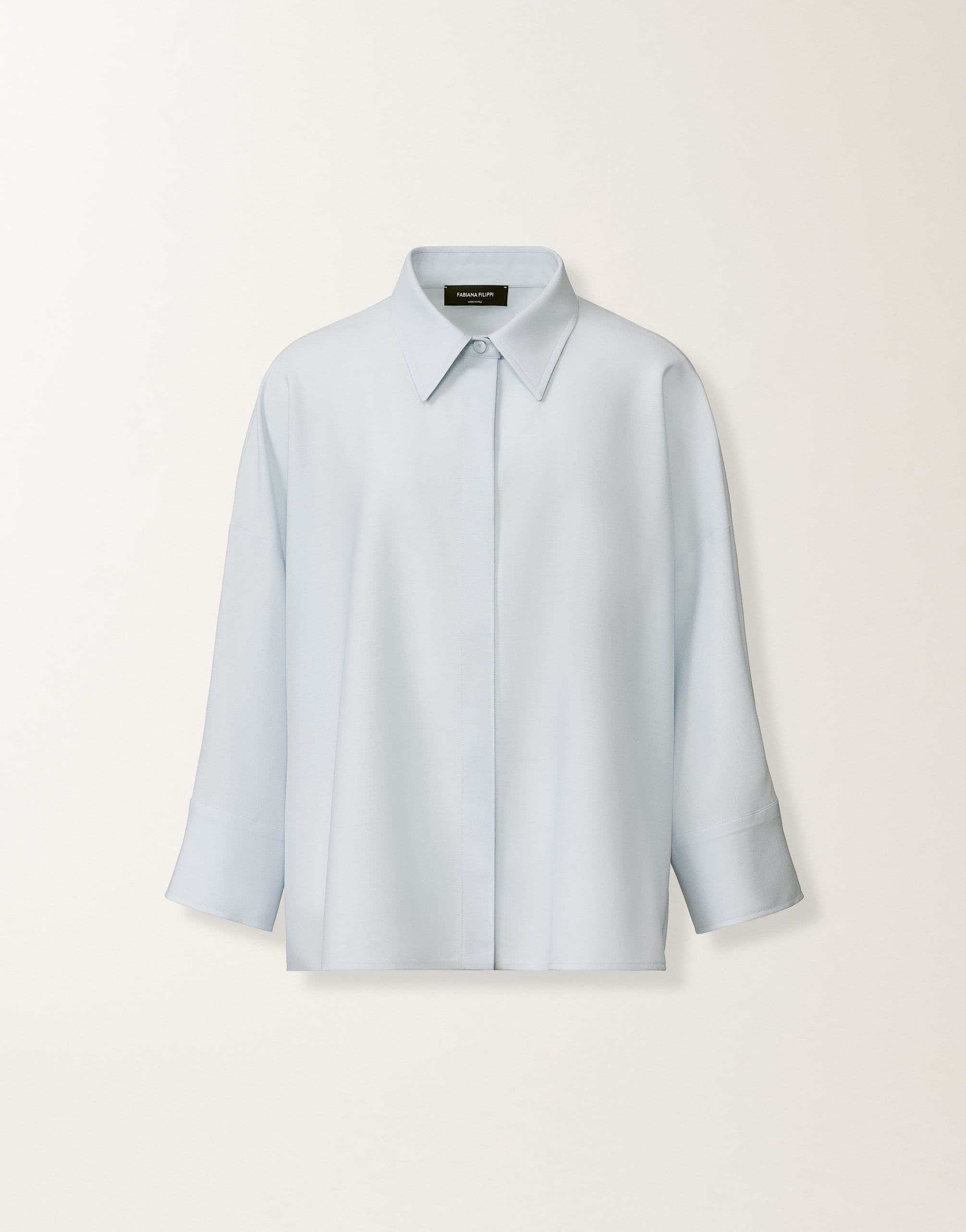 FABIANA FILIPPI イタリア製　ブラウス Cropped shirt in cool bistretch wool, aqua for Women | Fabiana