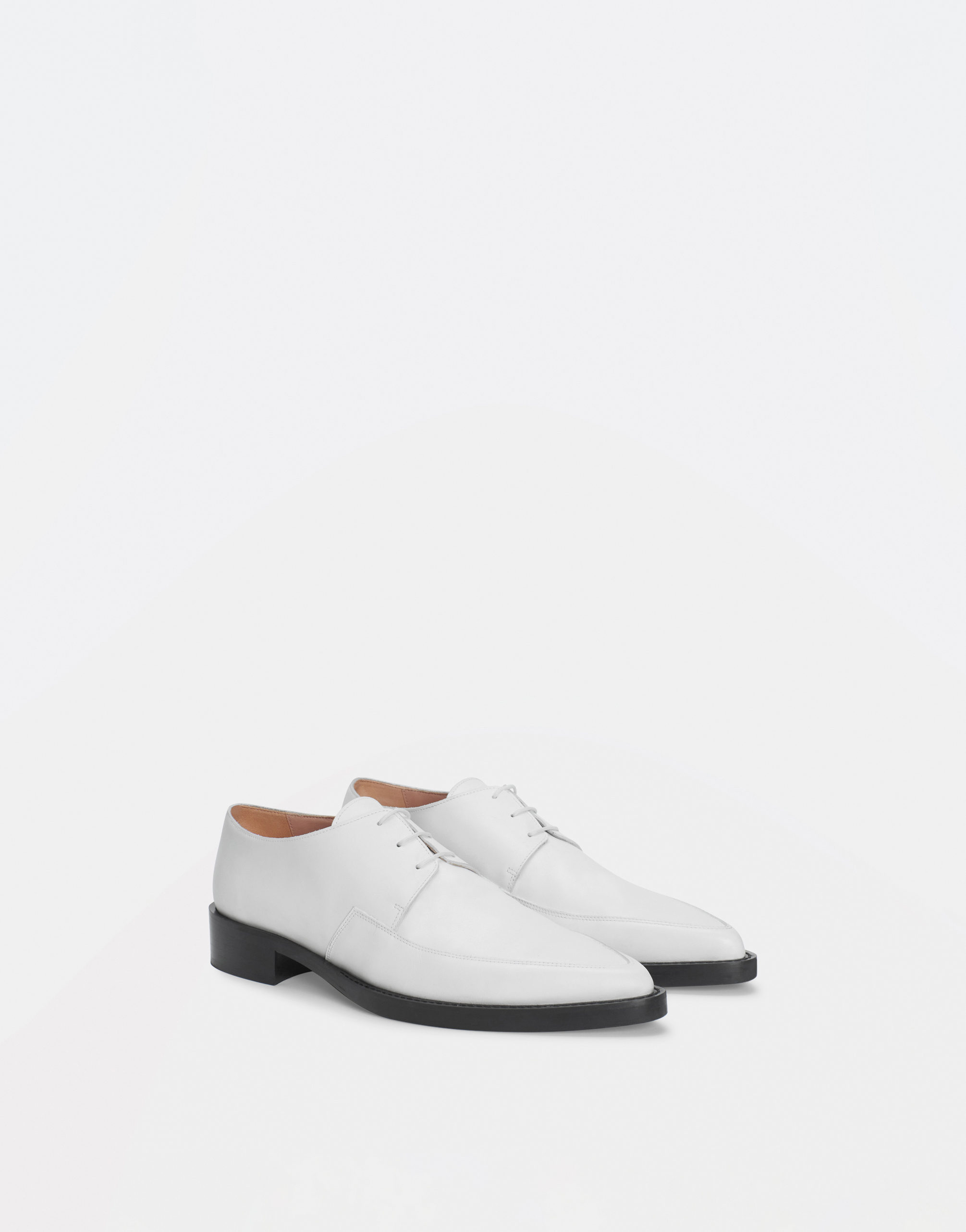 Shop Fabiana Filippi Leather Lace Up Derby With Pointed Toe In White