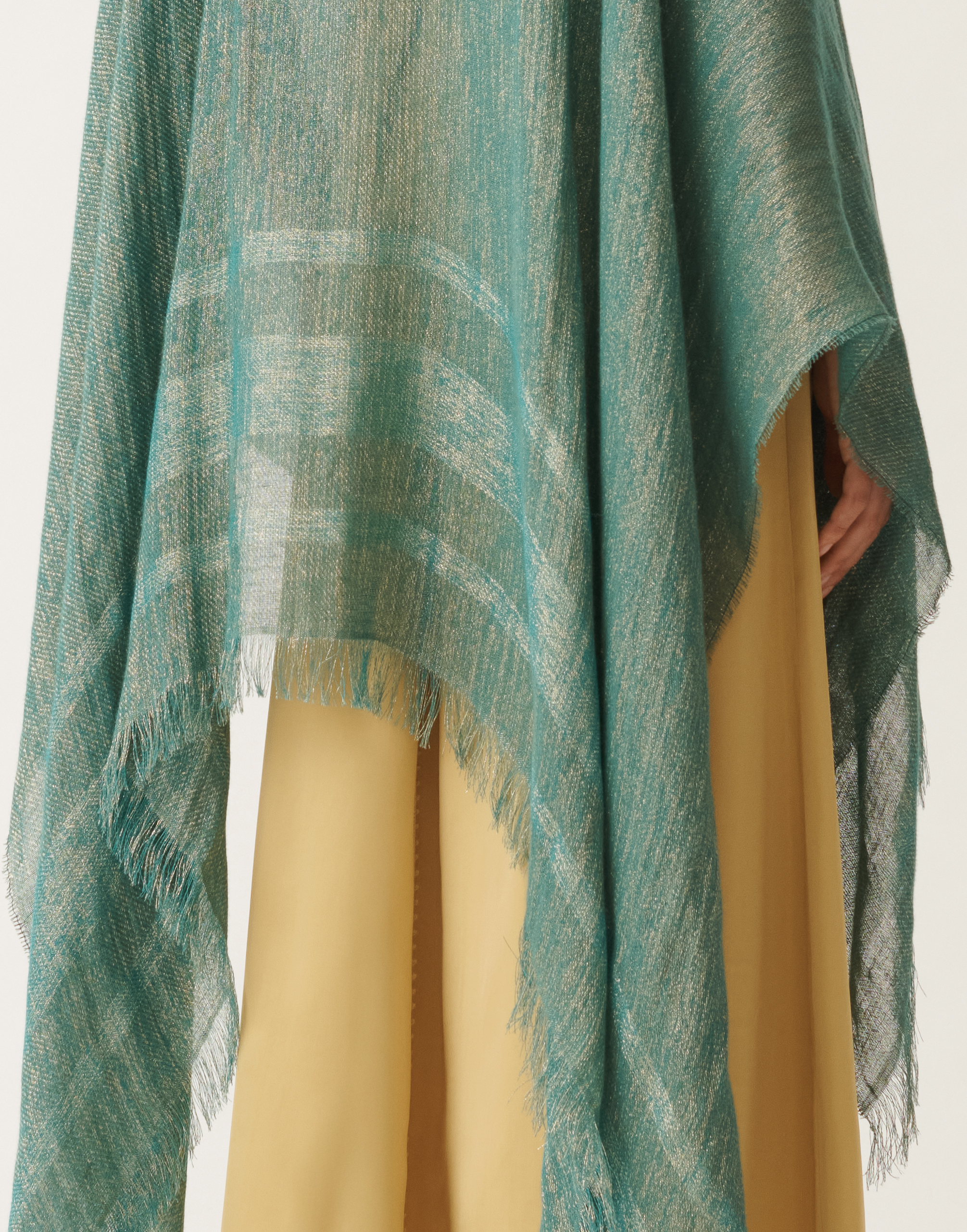 Shop Fabiana Filippi Viscose Cape In Turquoise