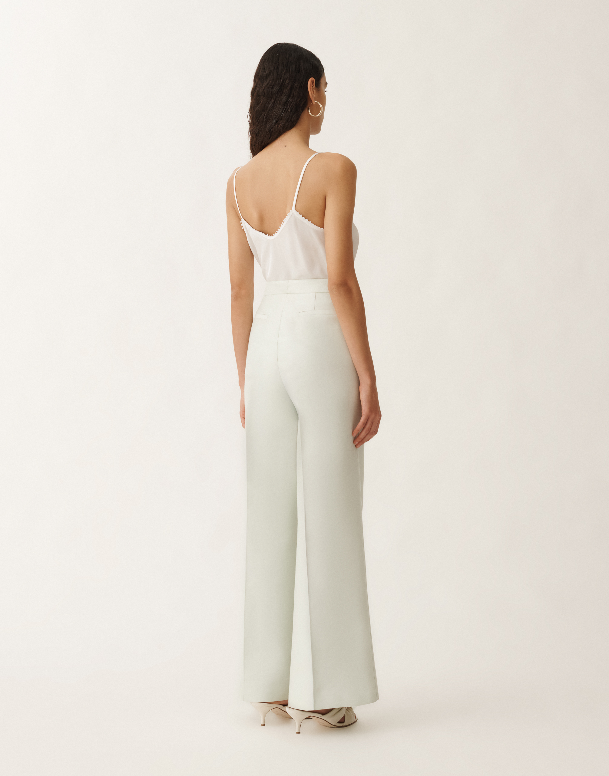 Shop Fabiana Filippi Cotton And Silk Mikado Trousers In Aquagreen