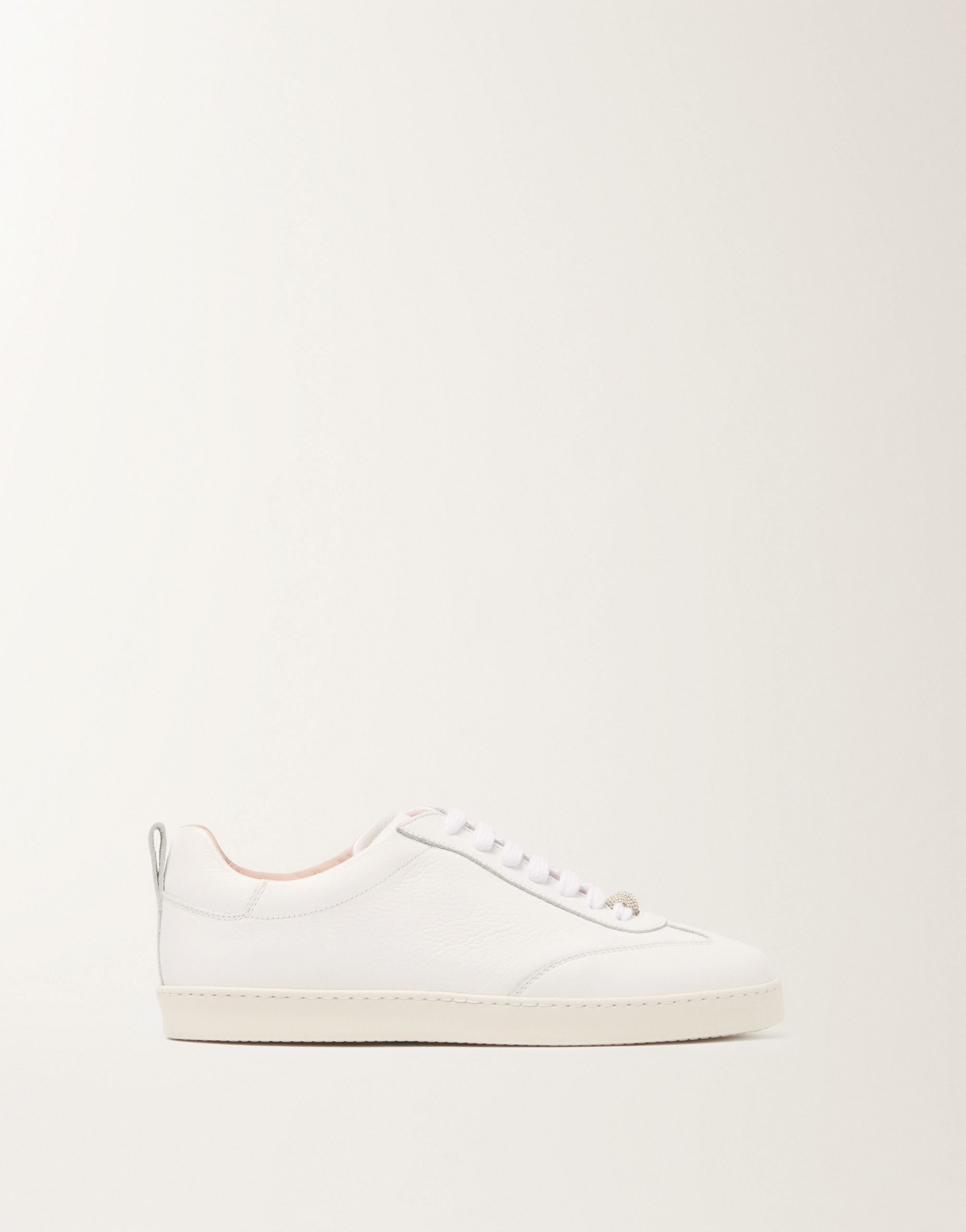 Grain leather sneakers, optic white for Women | Fabiana Filippi®