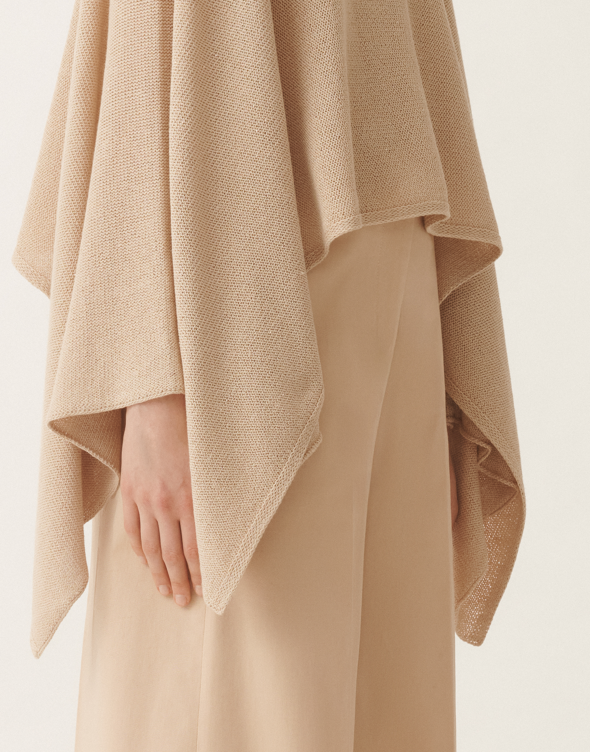 Fabiana Filippi Cotton And Linen Cape With Sequins In Sand