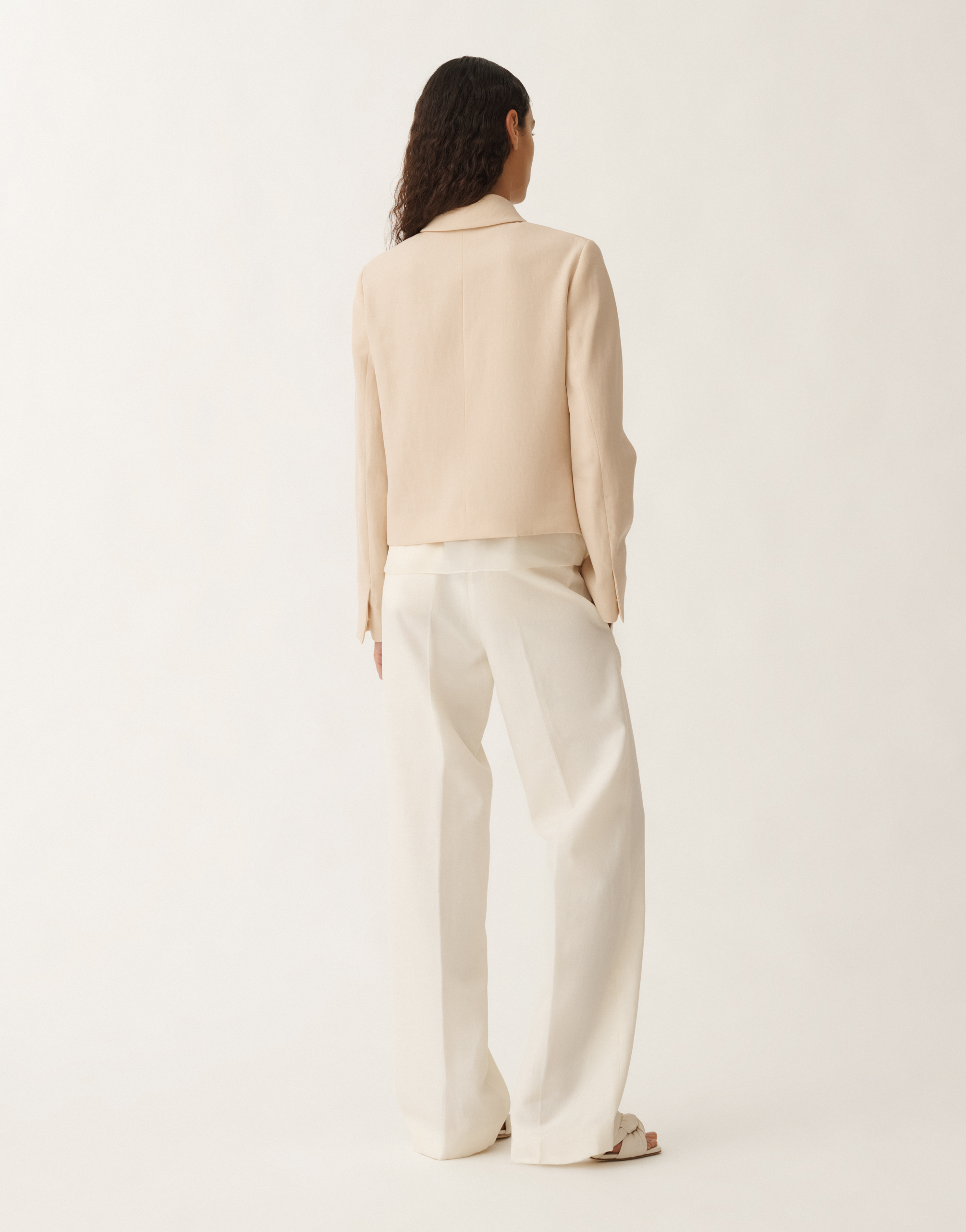 Fabiana Filippi Wool And Linen Mat Jacket In Brown