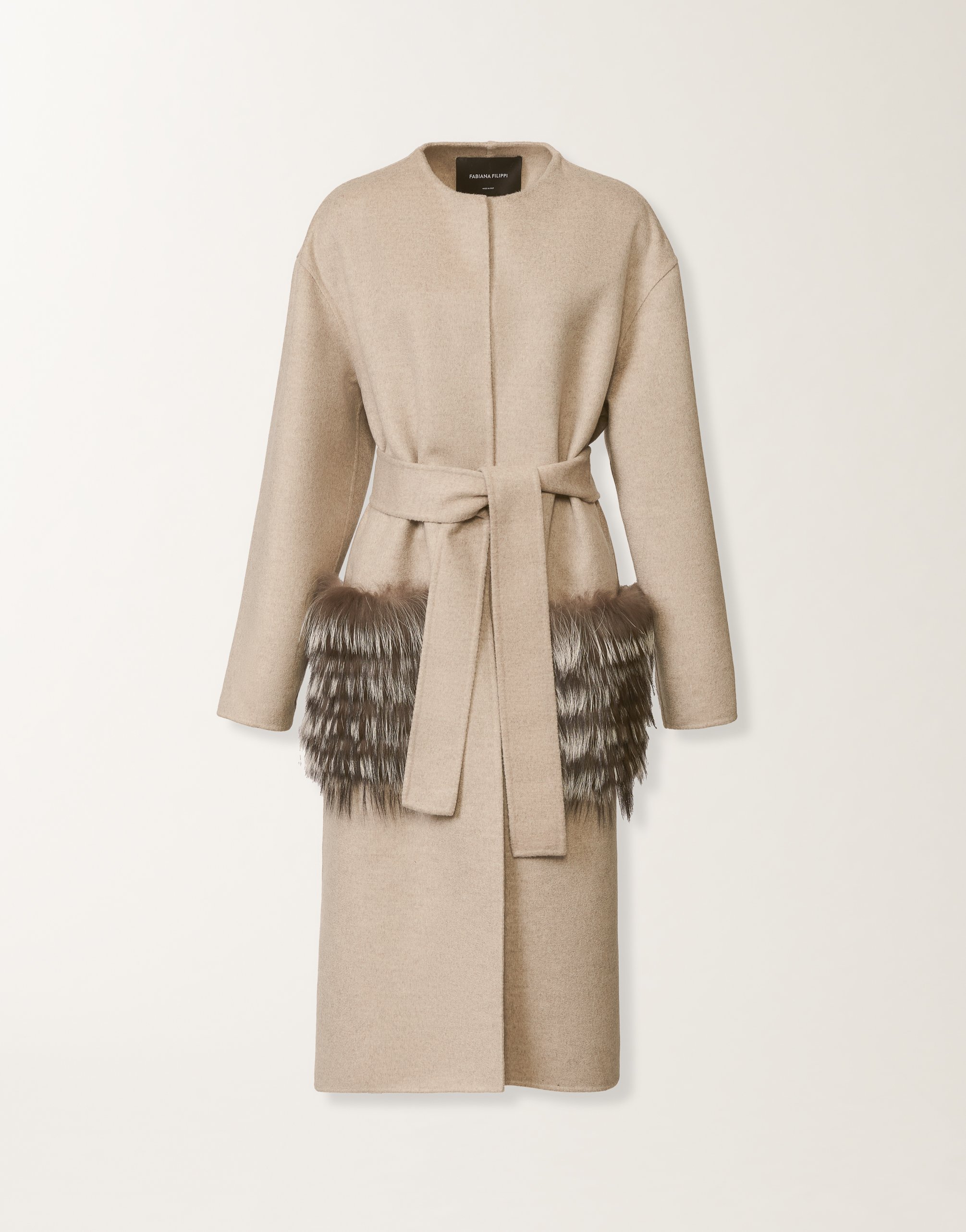 FABIANA FILIPPI カシミヤシルク ファーニットロングジレ ムートン FABIANA FILIPPI カシミヤシルク ファーニットロングジレ ムートン