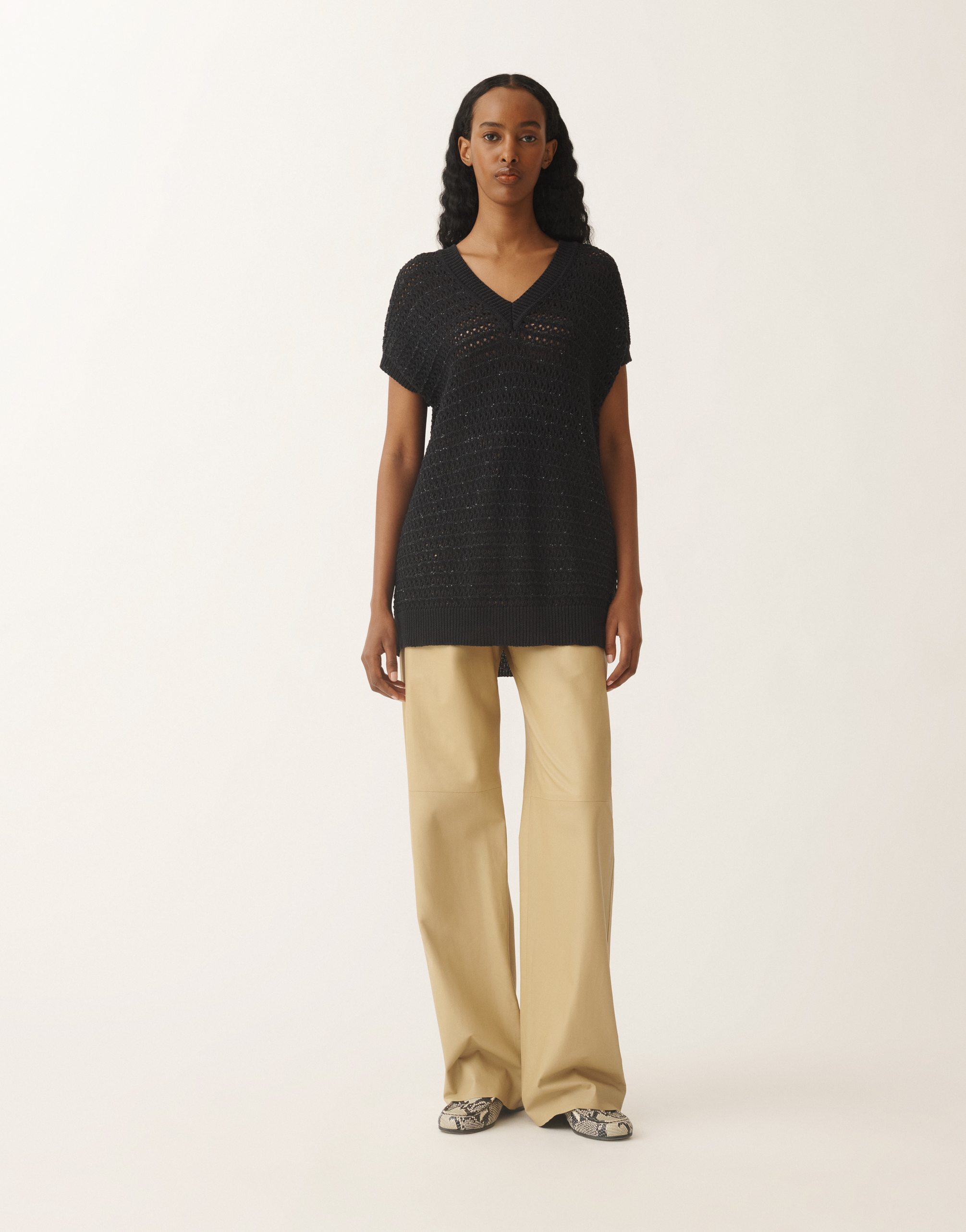 Fabiana Filippi Cotton Sweater With Sequins In Blue