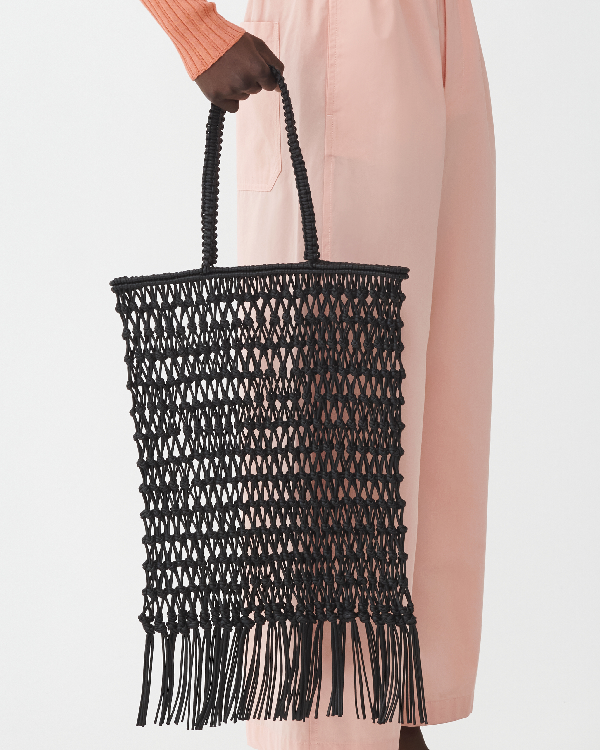 Shop Fabiana Filippi Leather Braided Shopping Bag In Black