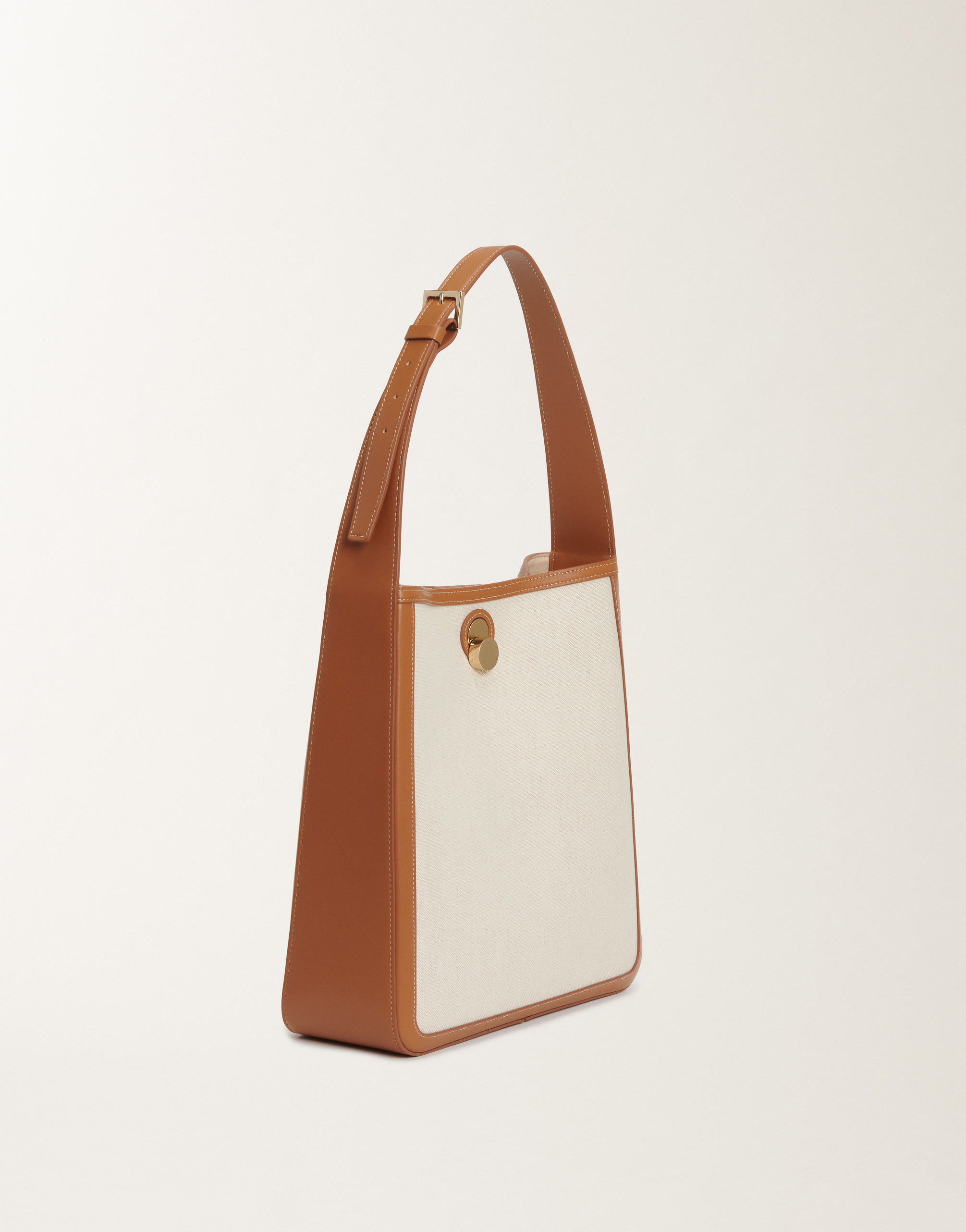 FABIANA FILIPPI CANVAS ECLISSI HOBO BAG WITH LEATHER TRIM 