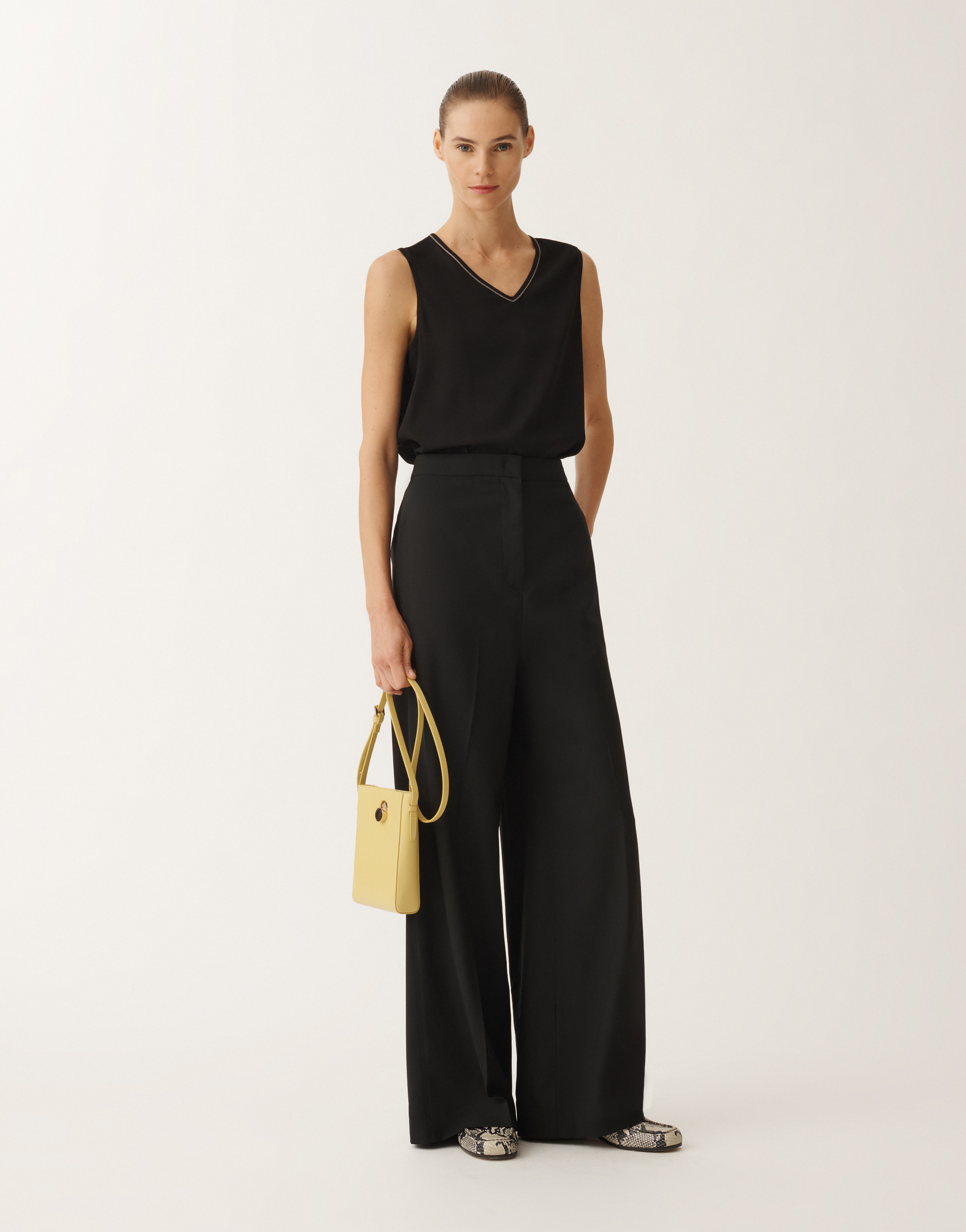 Shop Fabiana Filippi Stretch Sablé Vest Top In Black