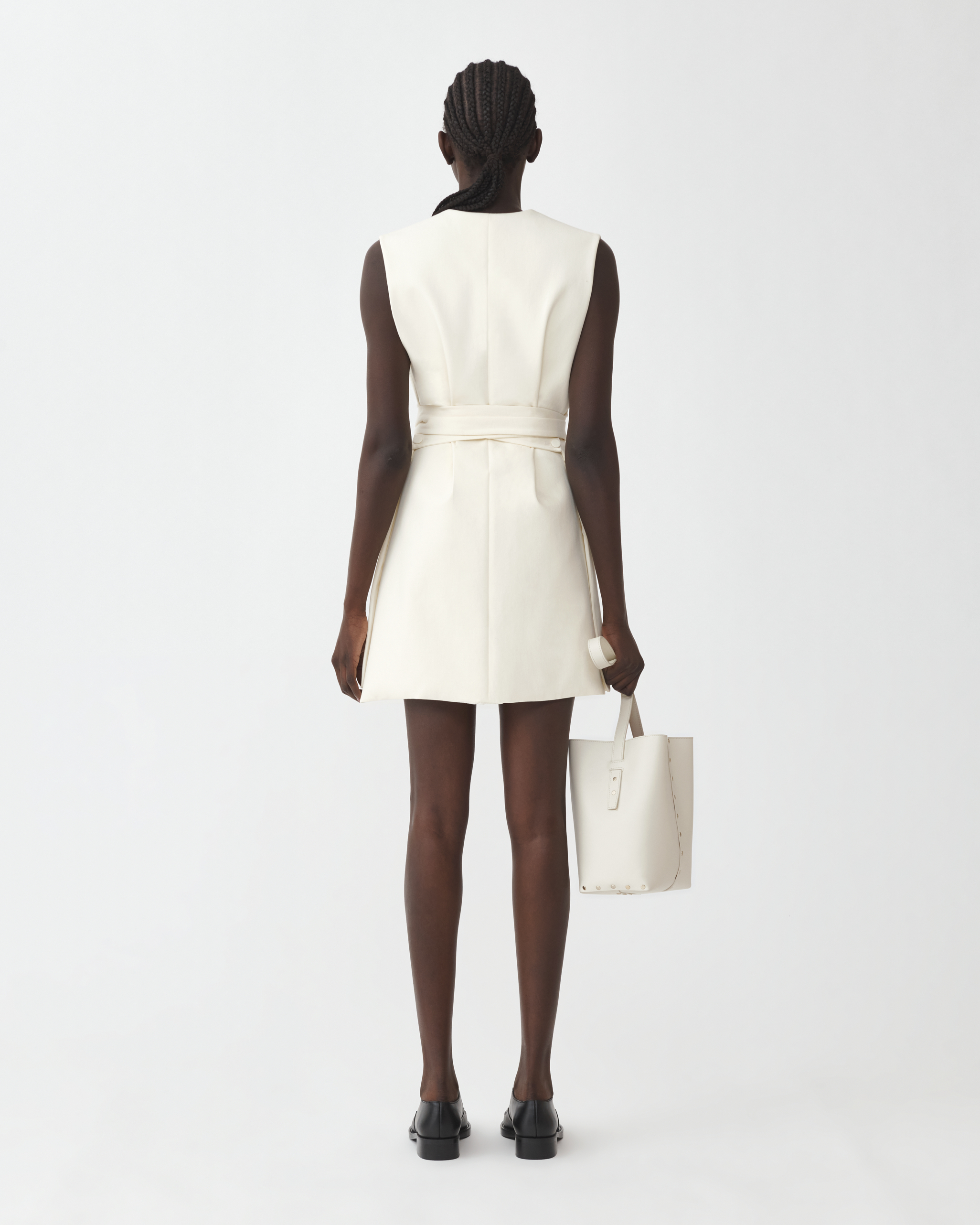 Shop Fabiana Filippi Cotton Double Mini Dress With Squared Neck In Butter