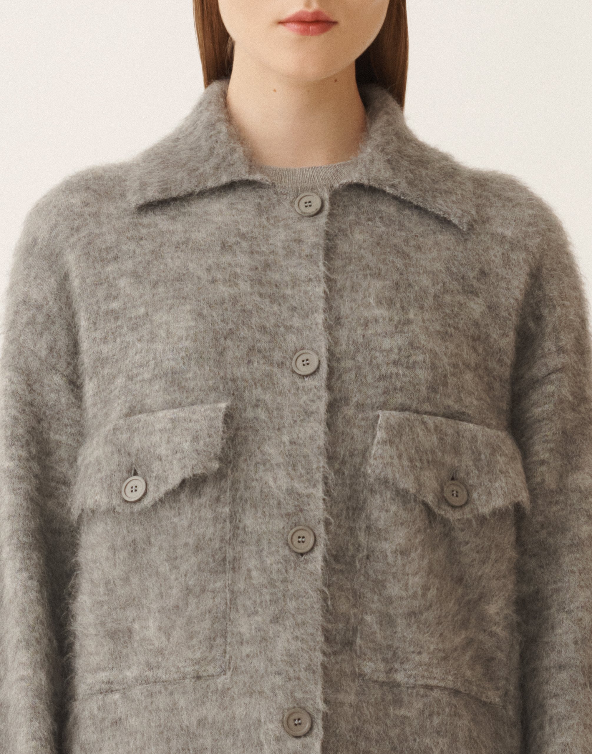Fabiana Filippi Shirt In Brushed Merino And Mohair In Gray