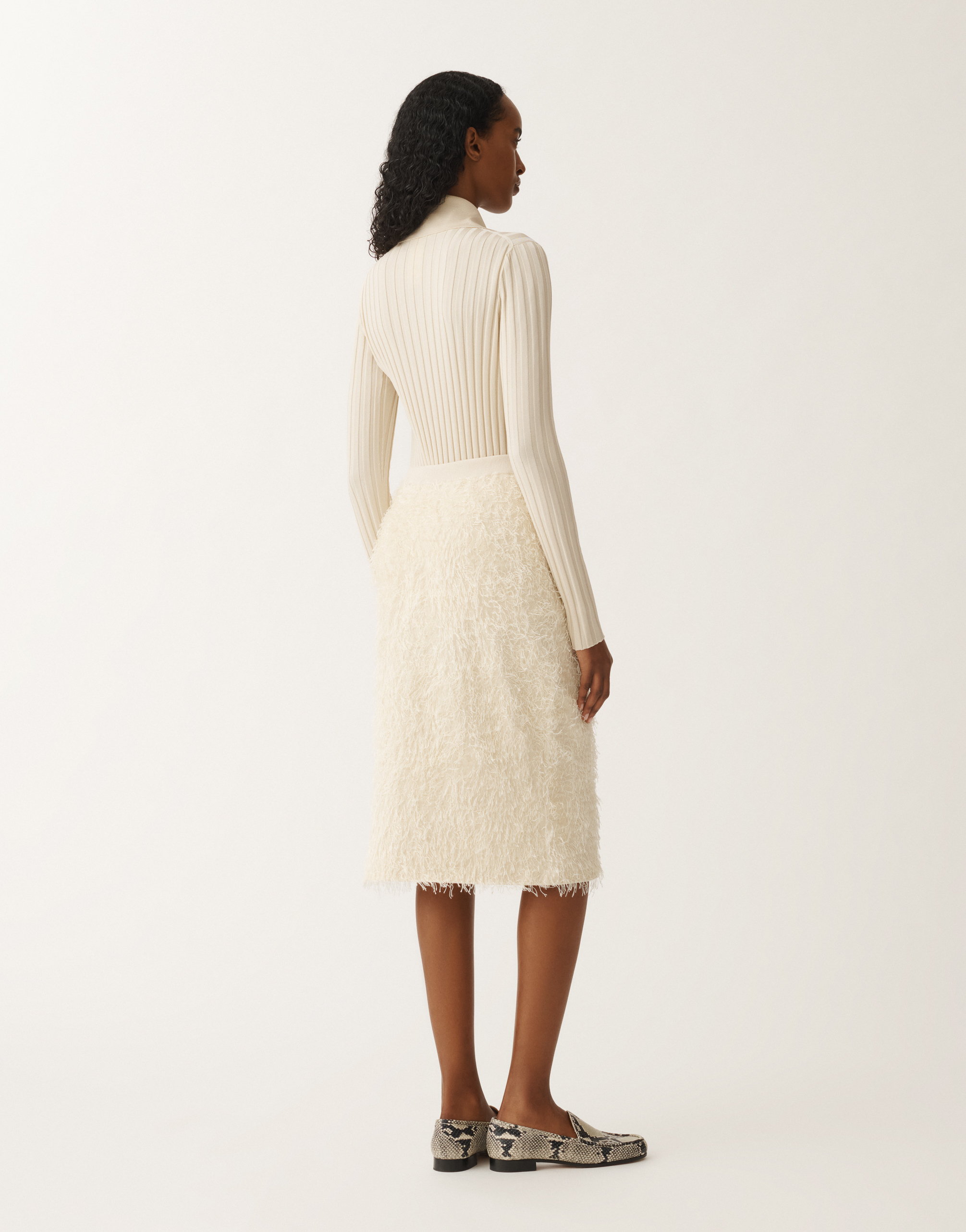 Shop Fabiana Filippi Frayed-effect Viscose Skirt In White