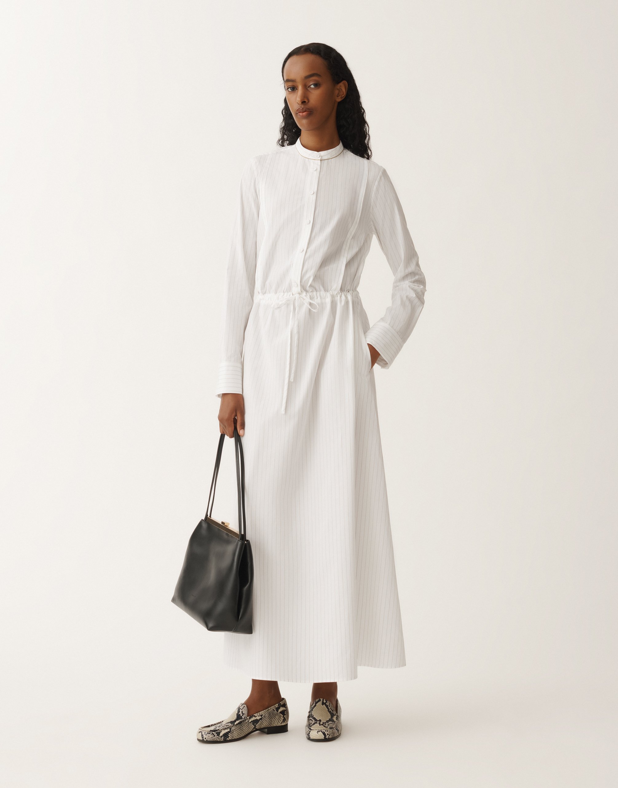 Fabiana Filippi Striped Poplin Shirt Dress In White