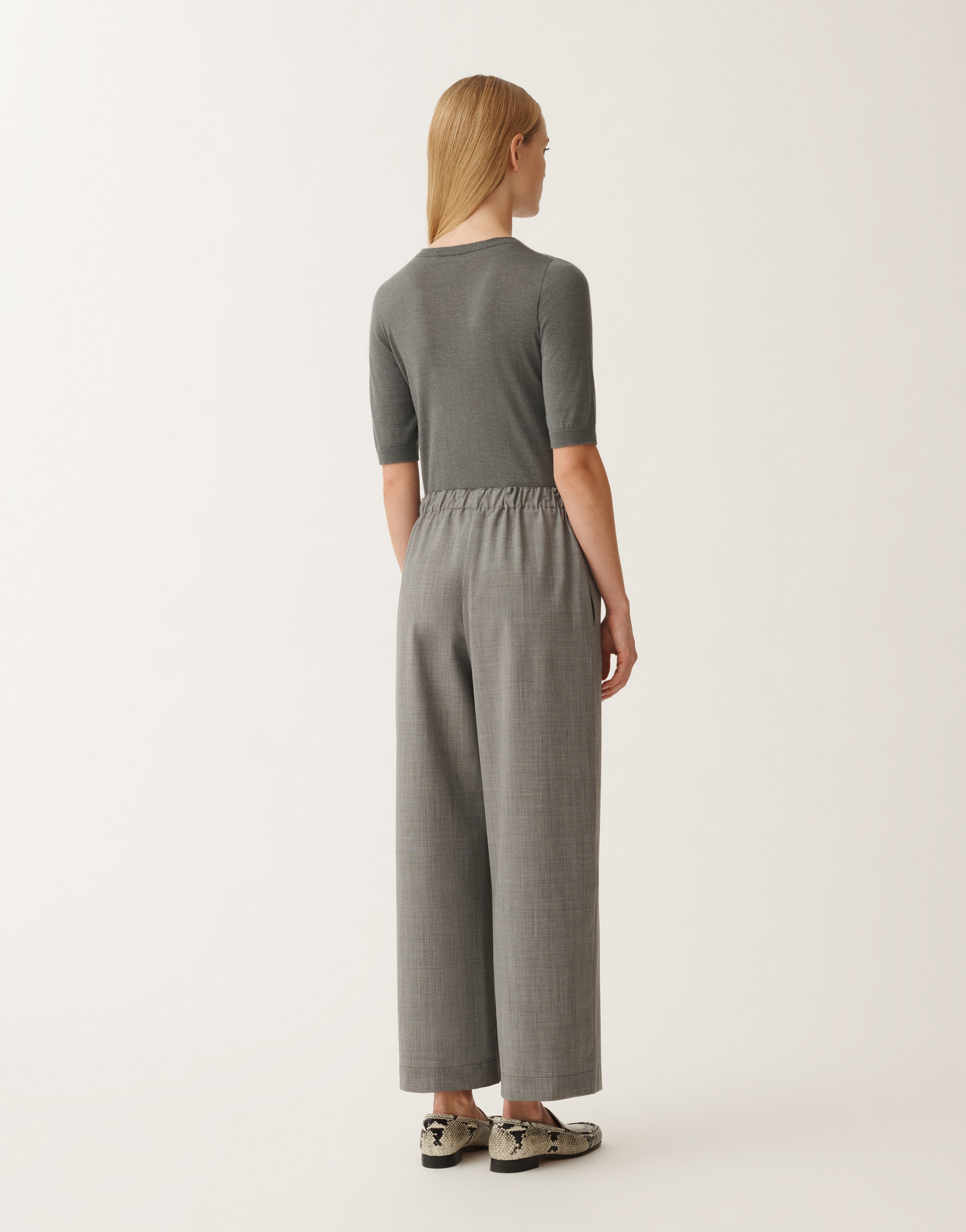 Shop Fabiana Filippi Trevi Cool Wool Trousers In Grey