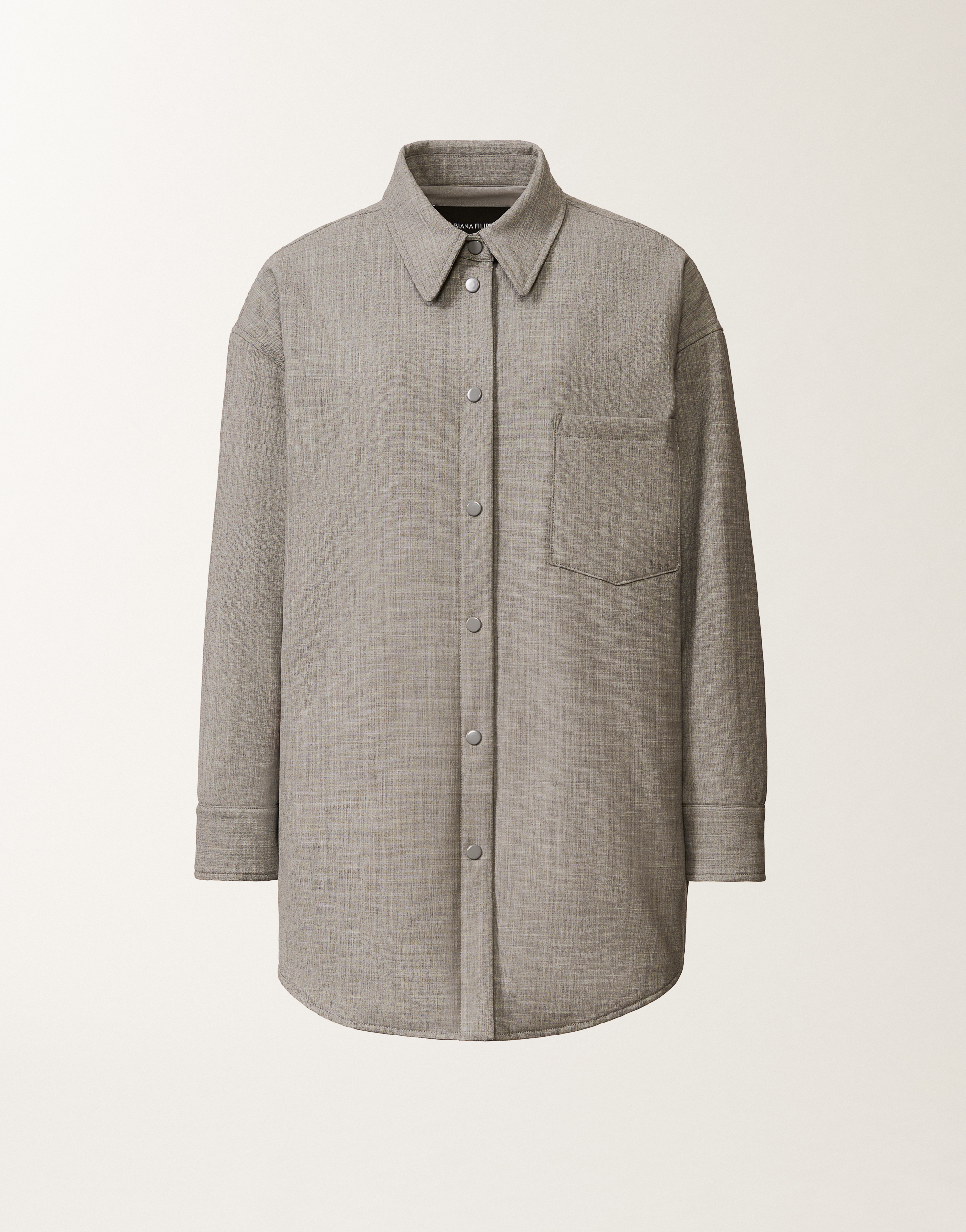 Fabiana Filippi Long Shirt In Bistretch Fresh Wool With Padding In Gray