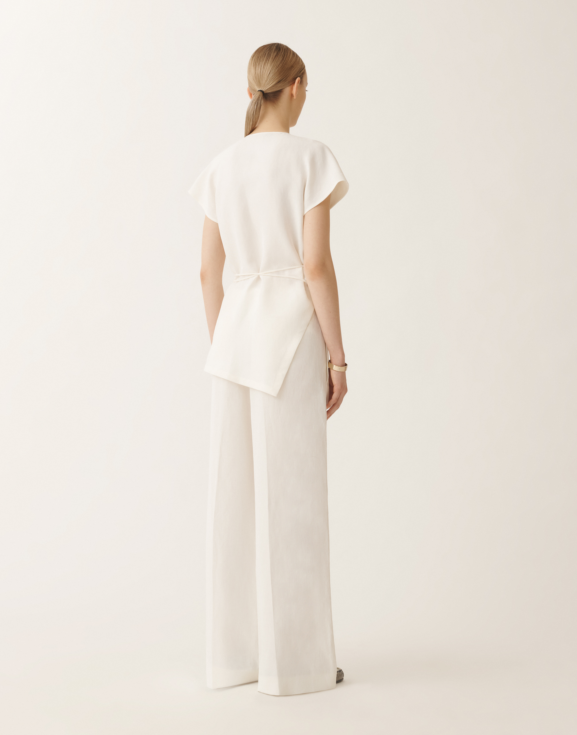 Fabiana Filippi Linen And Viscose Wrap Top In White