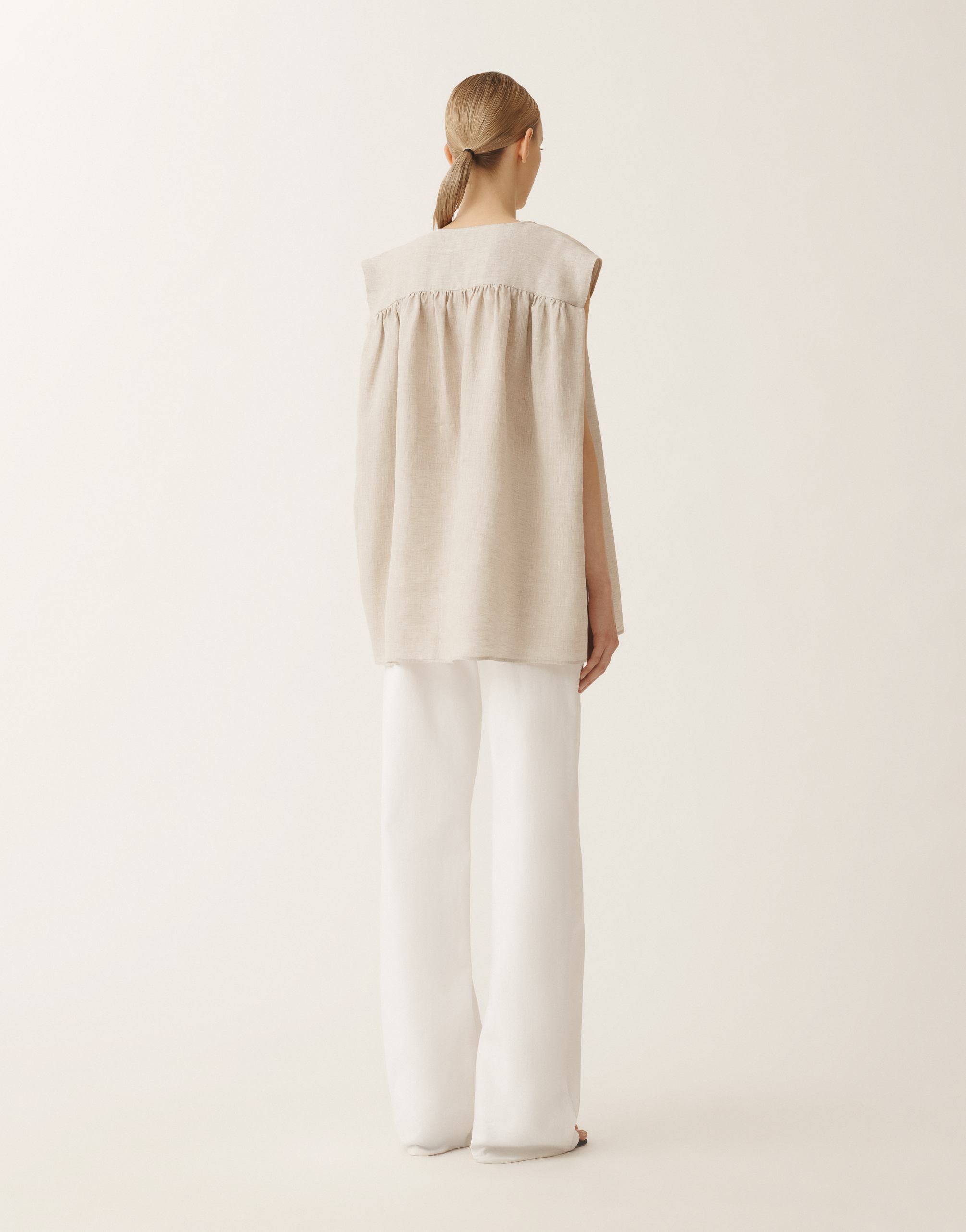 Fabiana Filippi Linen Canvas Top In Greige