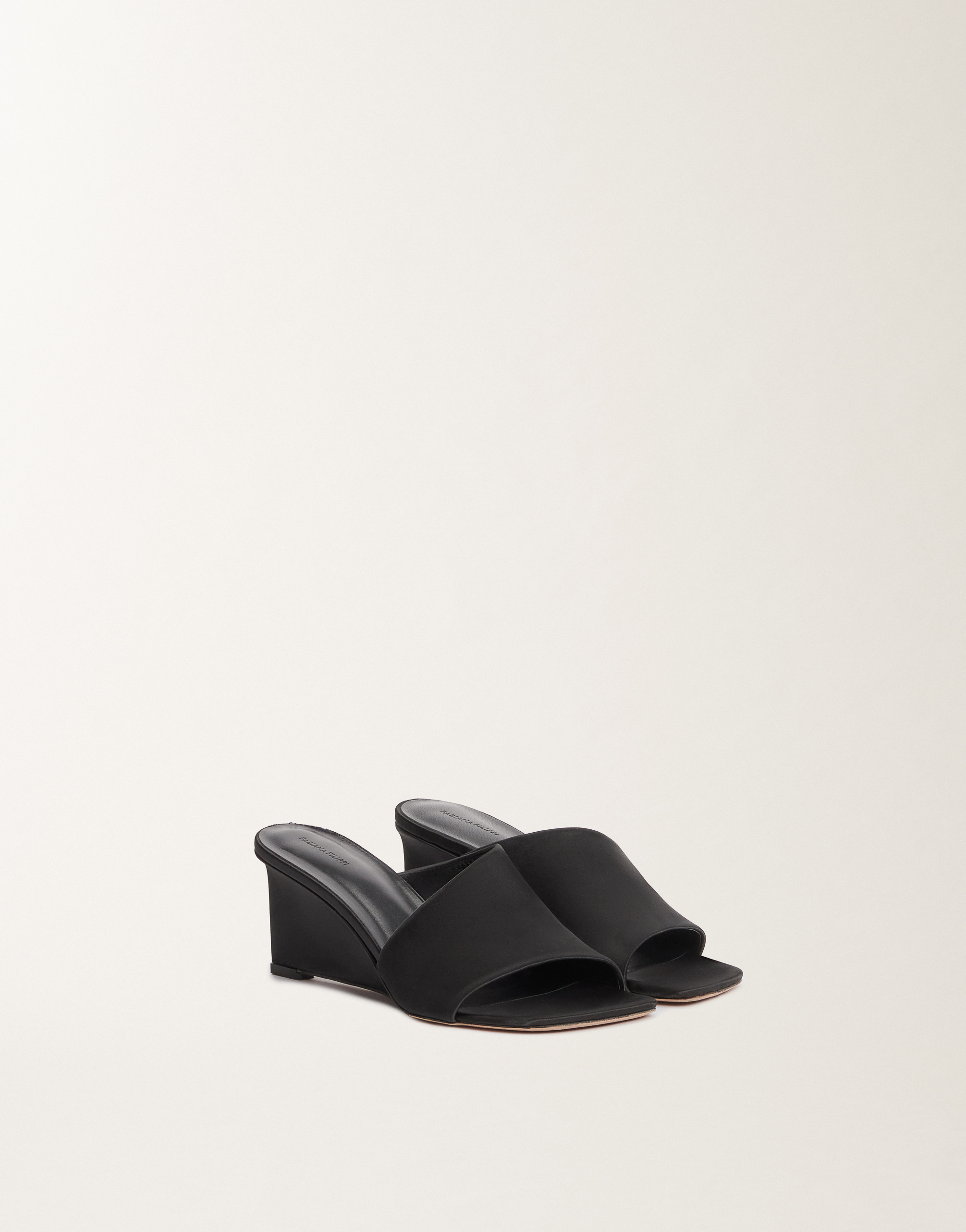 Fabiana Filippi Stretch Satin Wedges In Black