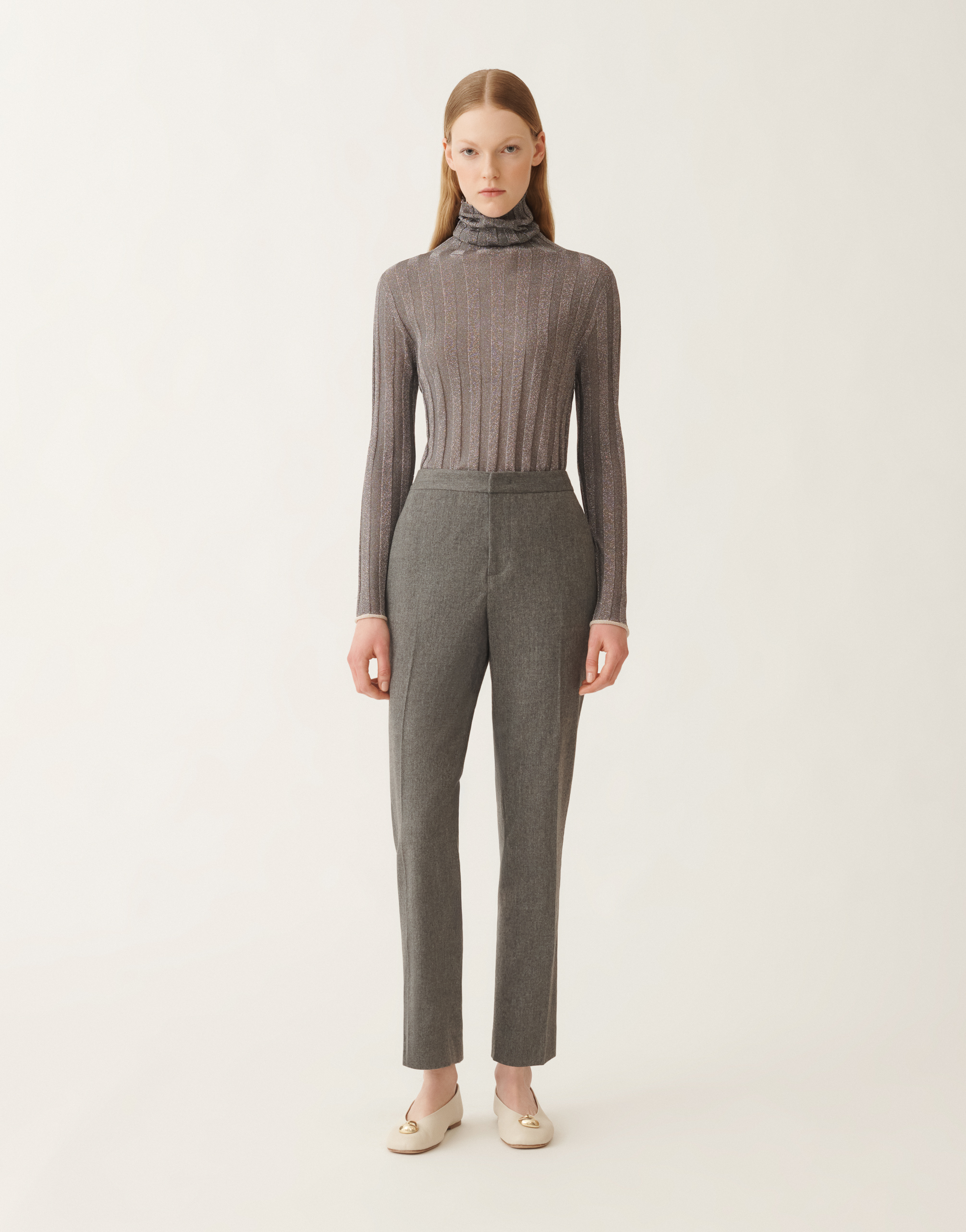 Fabiana Filippi Montefalco Trousers In Flannel In Gray